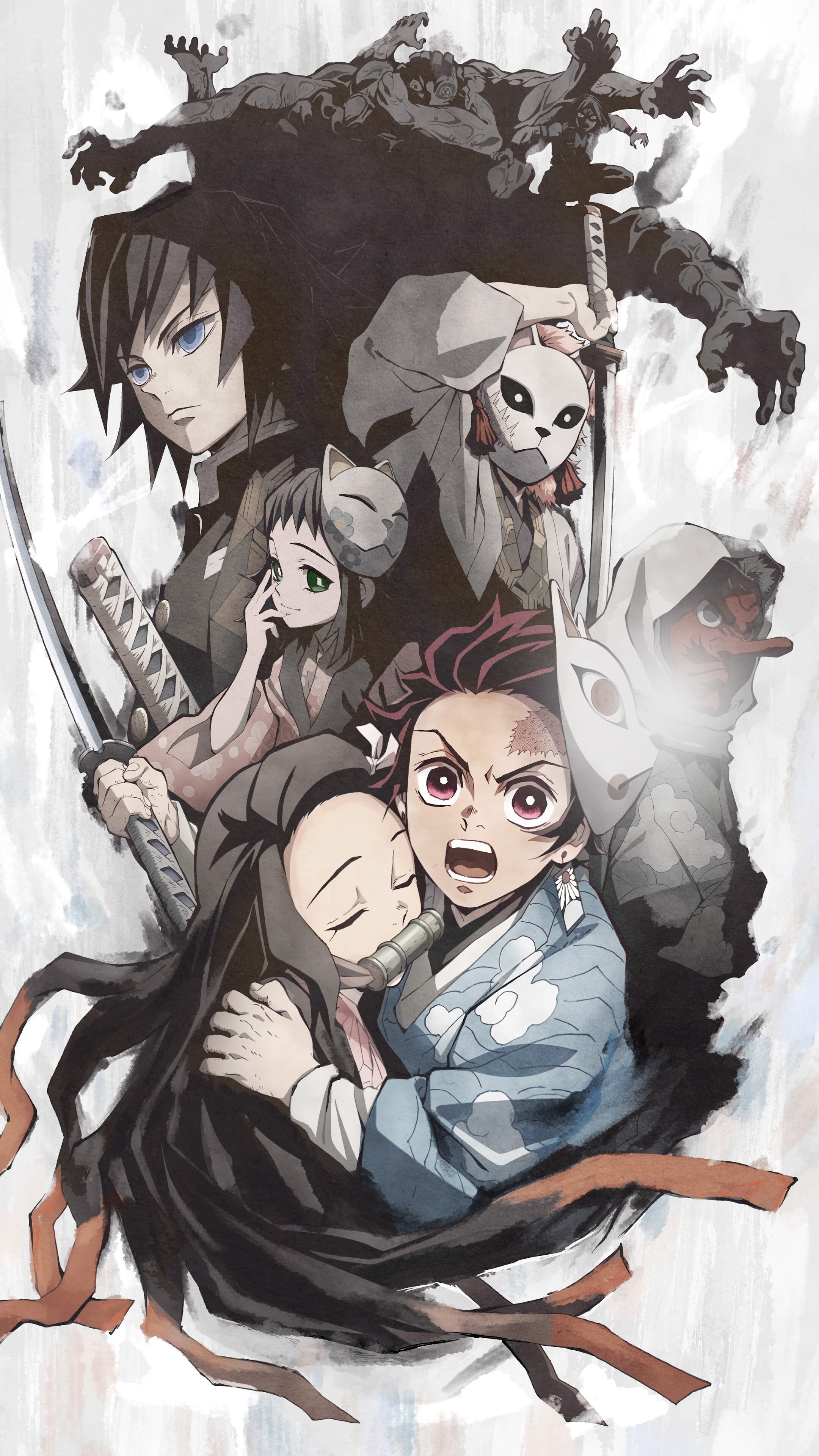 Tanjirou Kamado, Nezuko Kamado, Kimetsu no Yaiba wallpaper, iPhone resolution, 2160x3840 4K Phone