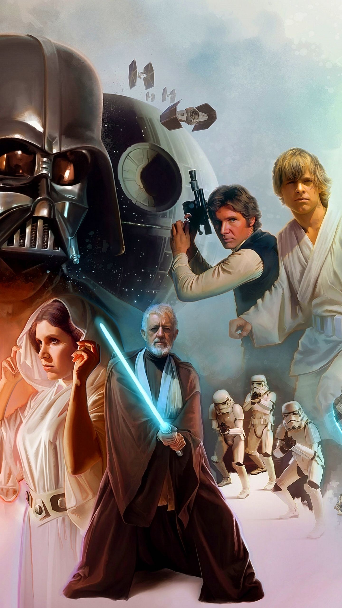 Princess Leia phone wallpaper, Star Wars painting, Star Wars artwork, 1440x2560 HD Phone