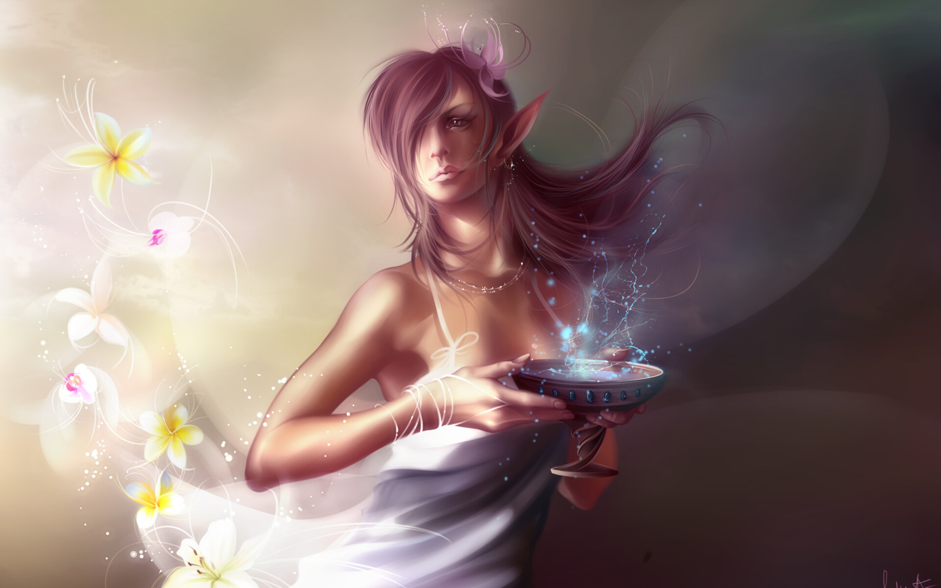 Elven beauty, Widescreen fantasy, Whimsical characters, Magical enchantment, 1920x1200 HD Desktop