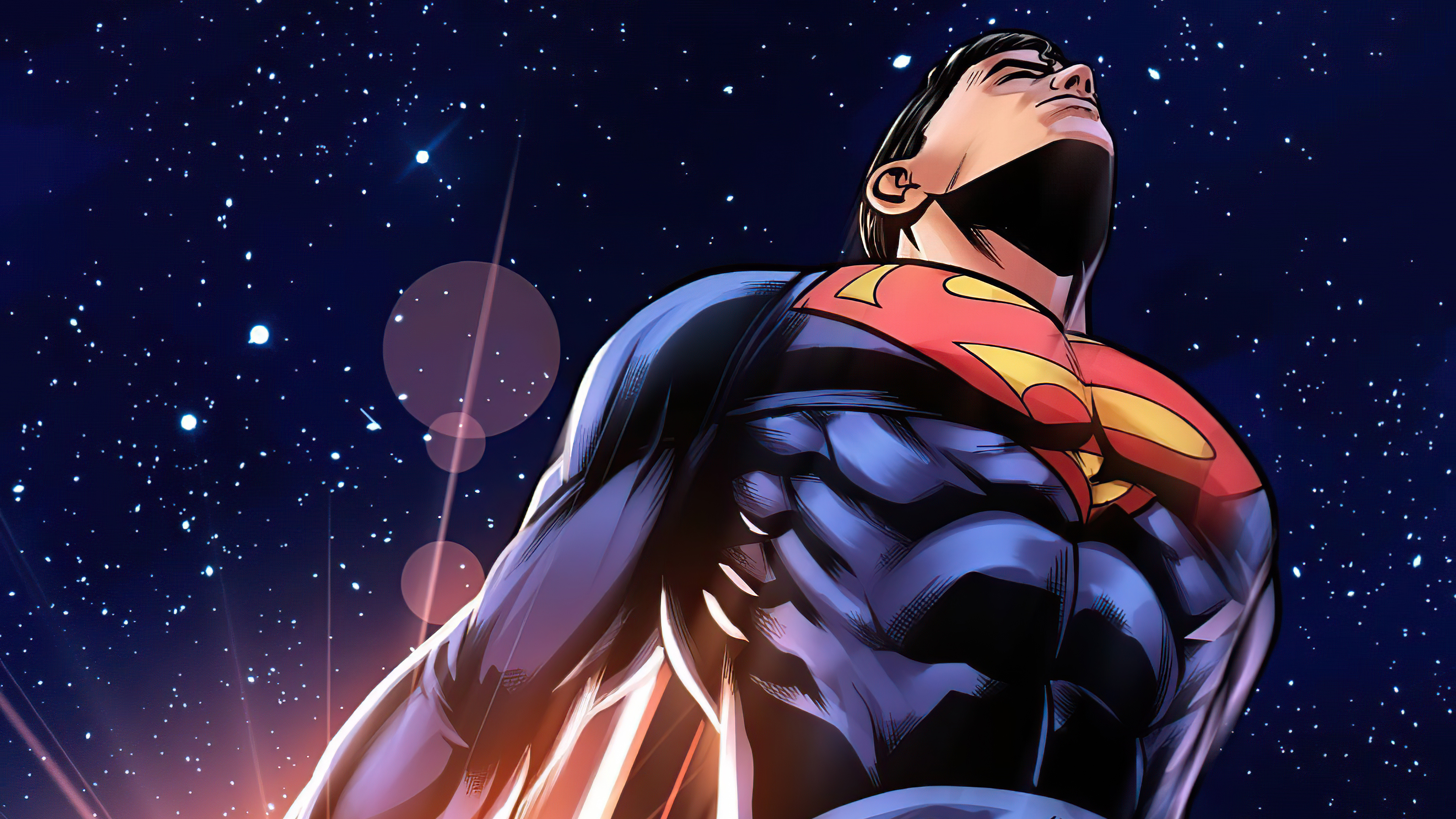 Superman, Superman S-shield emblem, Starry outer space, 4K Desktop wallpaper