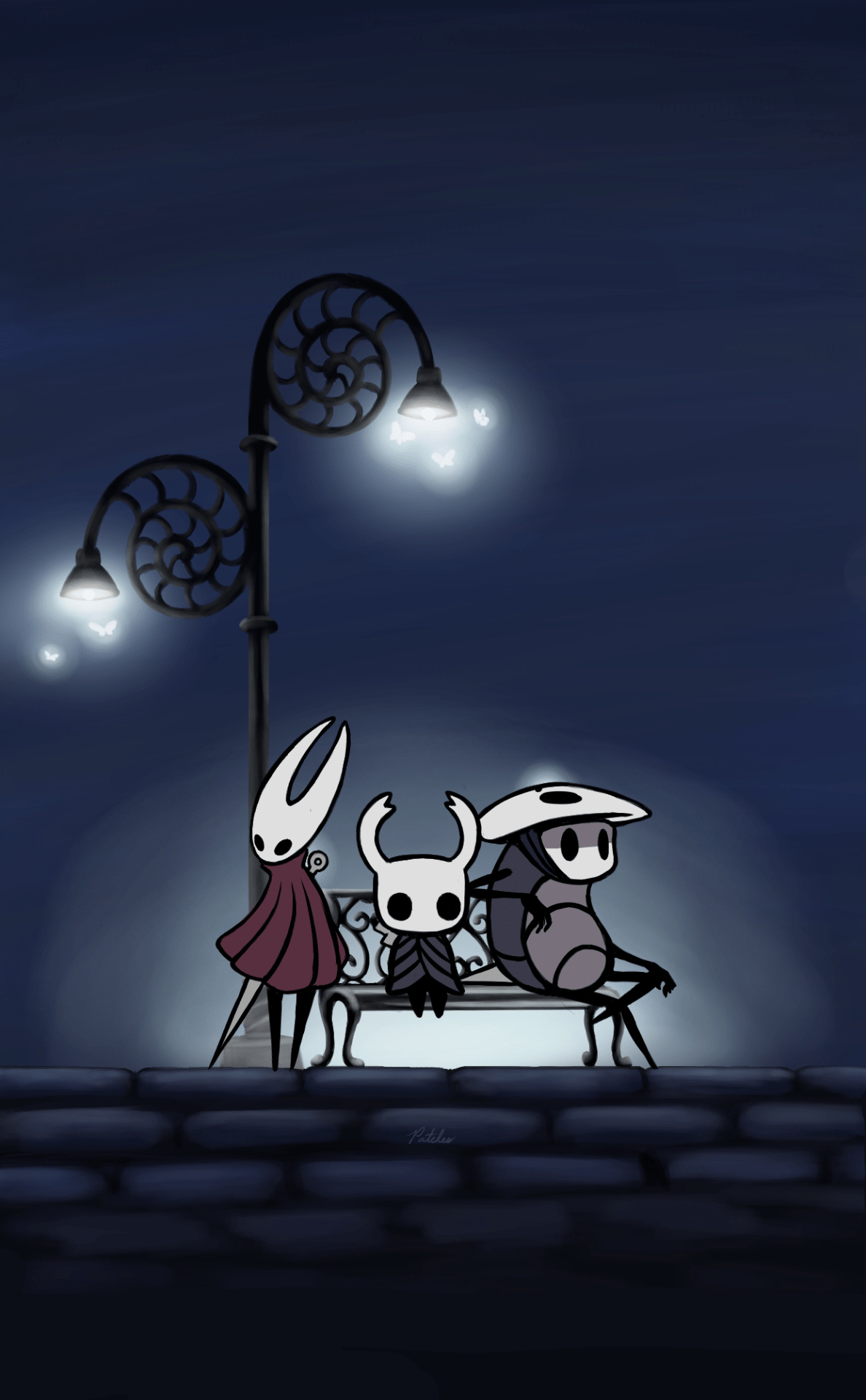 The Knight, Hornet, Quirrel, Hollow Knight bench, HD Phone wallpaper