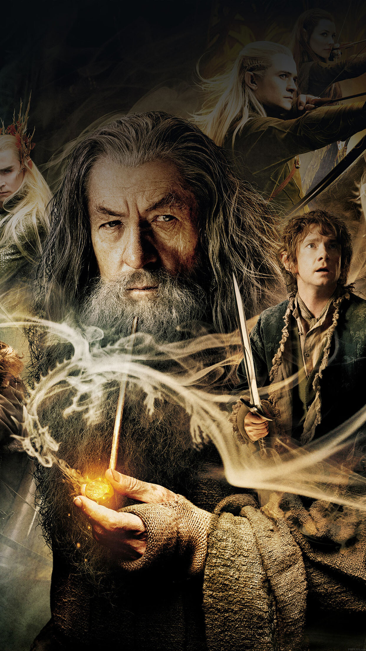 Desolation of Smaug wallpaper, Hobbit film, Intense expressions, Striking composition, 1250x2210 HD Phone