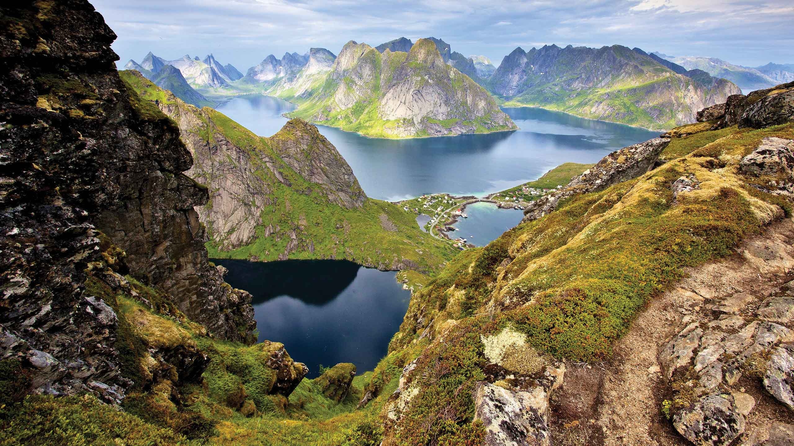 Norwegian Fjords, Gorgeous fjords, Grapevine magazine's feature, Norway's beauty, 2560x1440 HD Desktop