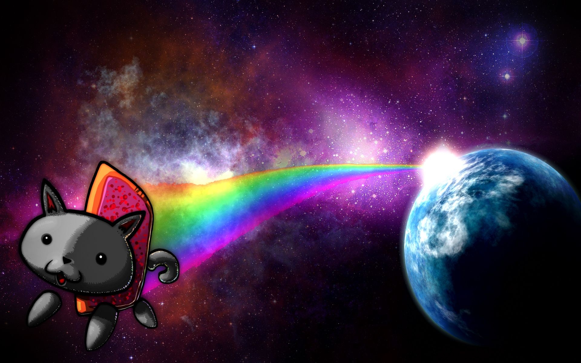 Galaxy Cat, Nyan cat tribute, Fun wallpaper, Facebook cover, 1920x1200 HD Desktop