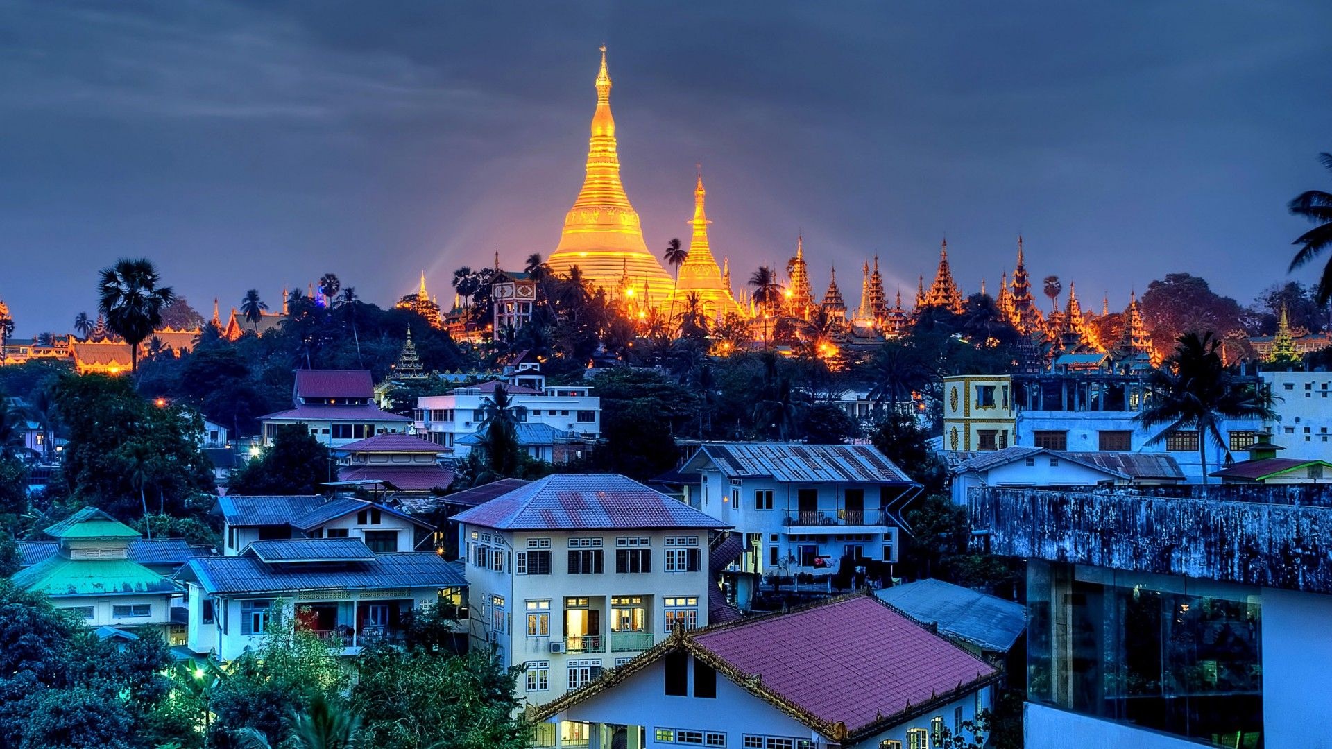 Shwedagon Paya, Yangon's landmark, Myanmar's spiritual heart, Famous pilgrimage site, 1920x1080 Full HD Desktop