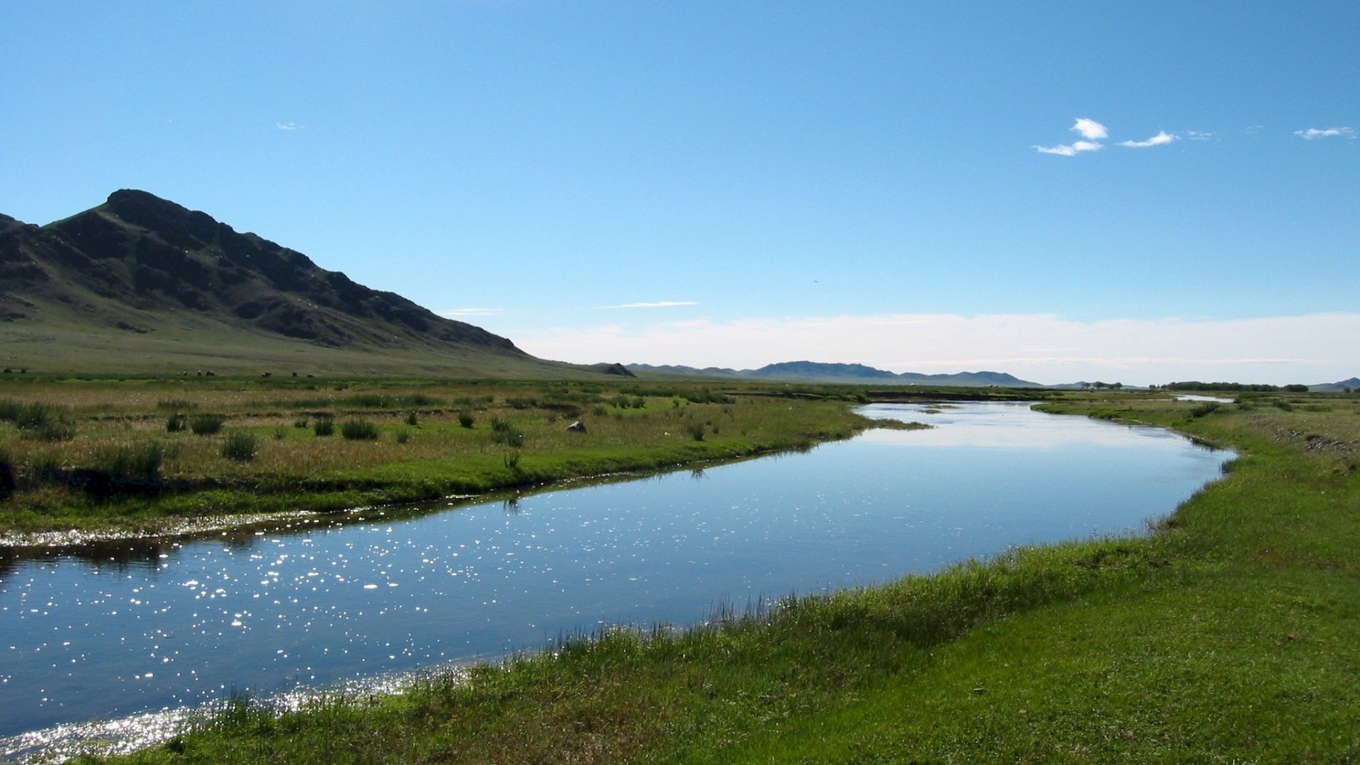 Mongolia grassland widescreen, Panoramic wallpapers, Endless horizons, Vast open spaces, 1920x1080 Full HD Desktop