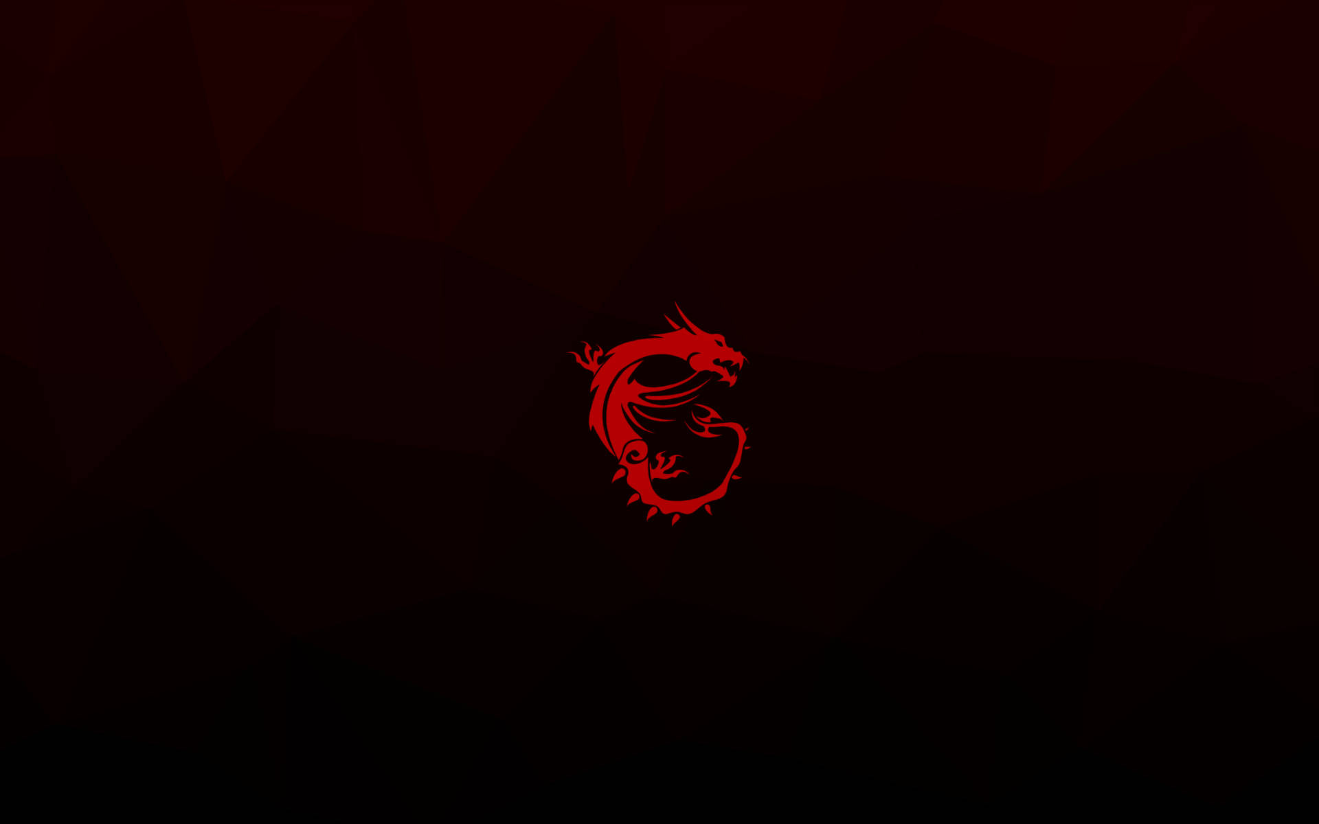 MSI Gaming Dragon logo, dark red low-poly pattern, minimalist black gradient, HD Desktop wallpaper