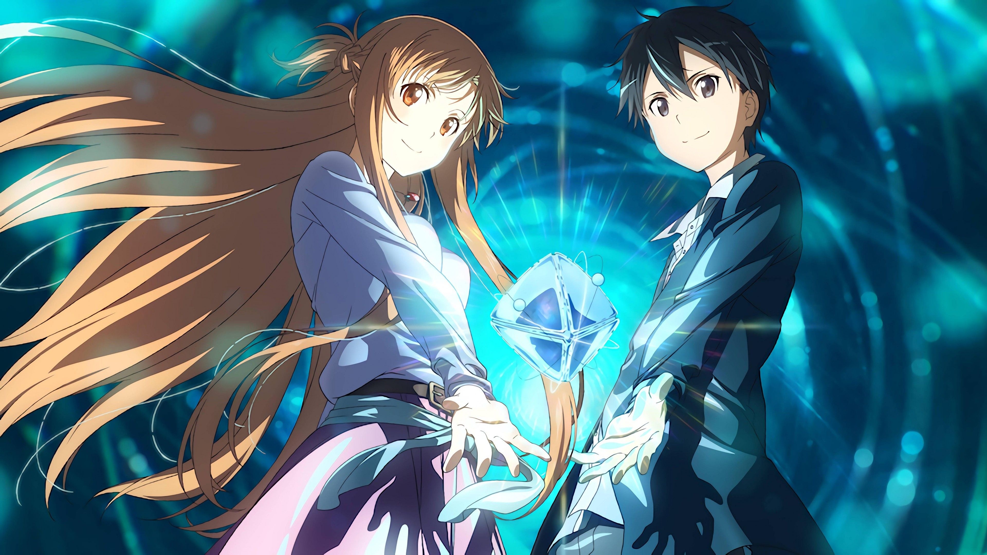 Asuna Yuuki, Kirito, Sword Art Online, 4K Desktop wallpaper
