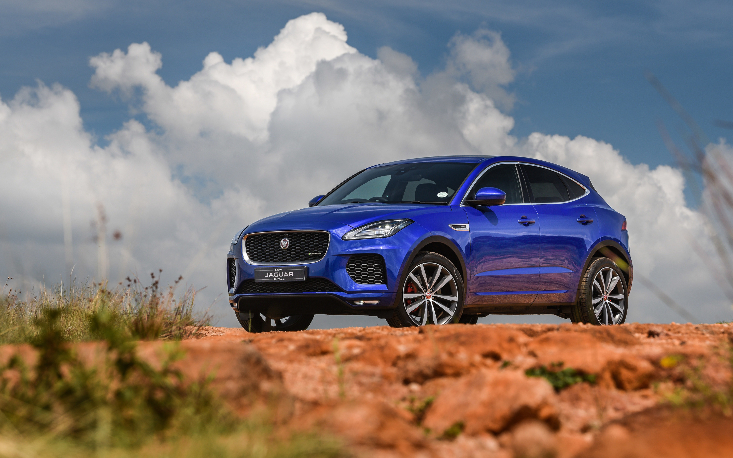 Jaguar E-PACE, Blue crossover, Front view, High quality, 2880x1800 HD Desktop