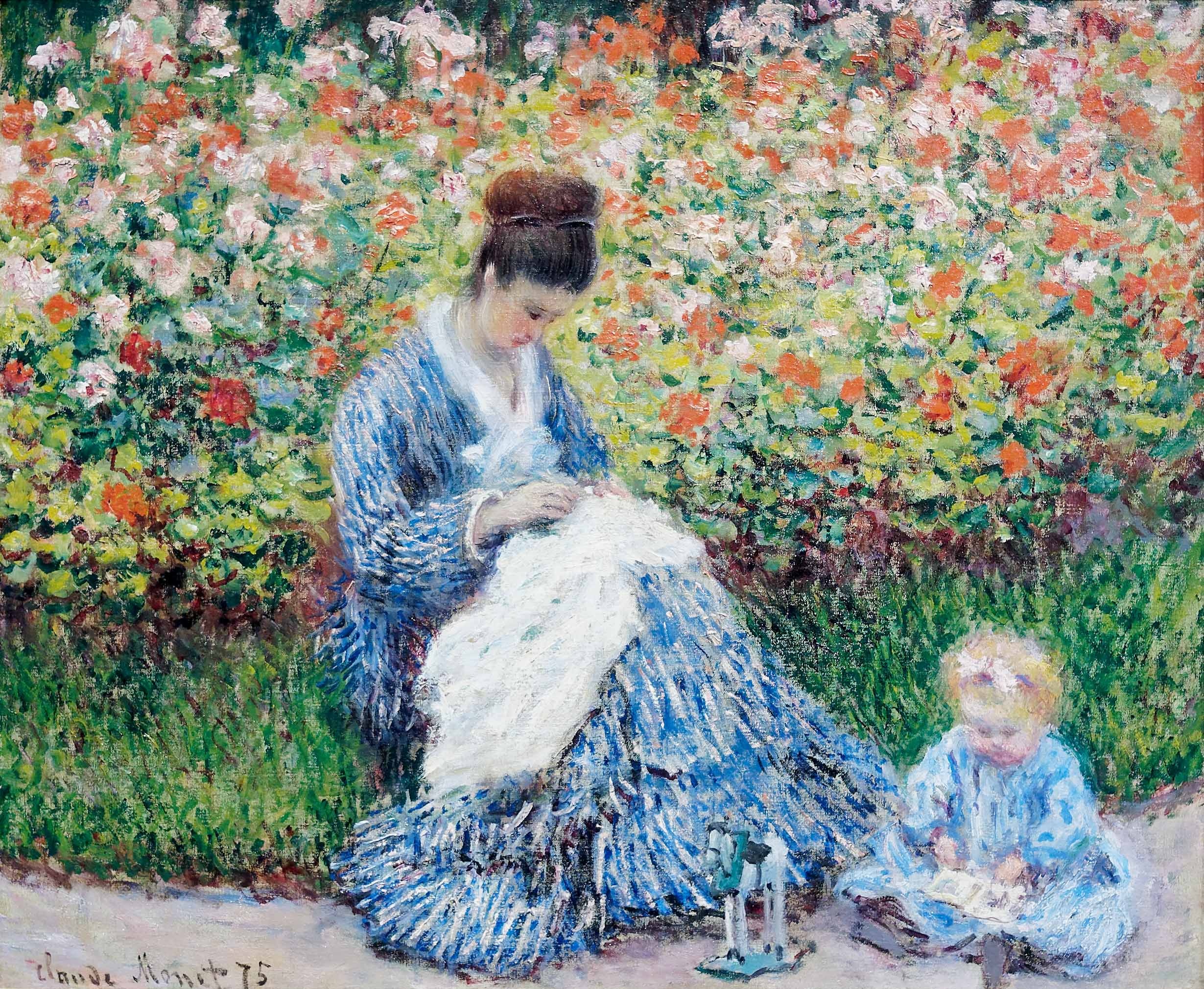 Camille Monet and a Child, Impressionists Wallpaper, 2460x2020 HD Desktop