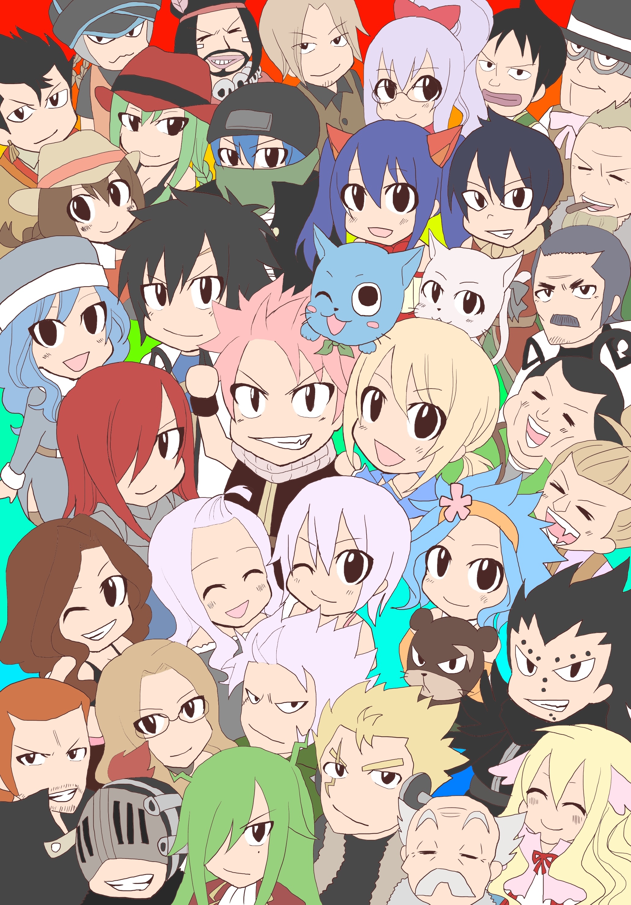 Chibi, Fairy Tail, Scarlet Erza, Natsu and Lucy, Anime wallpaper, 2070x2960 HD Phone