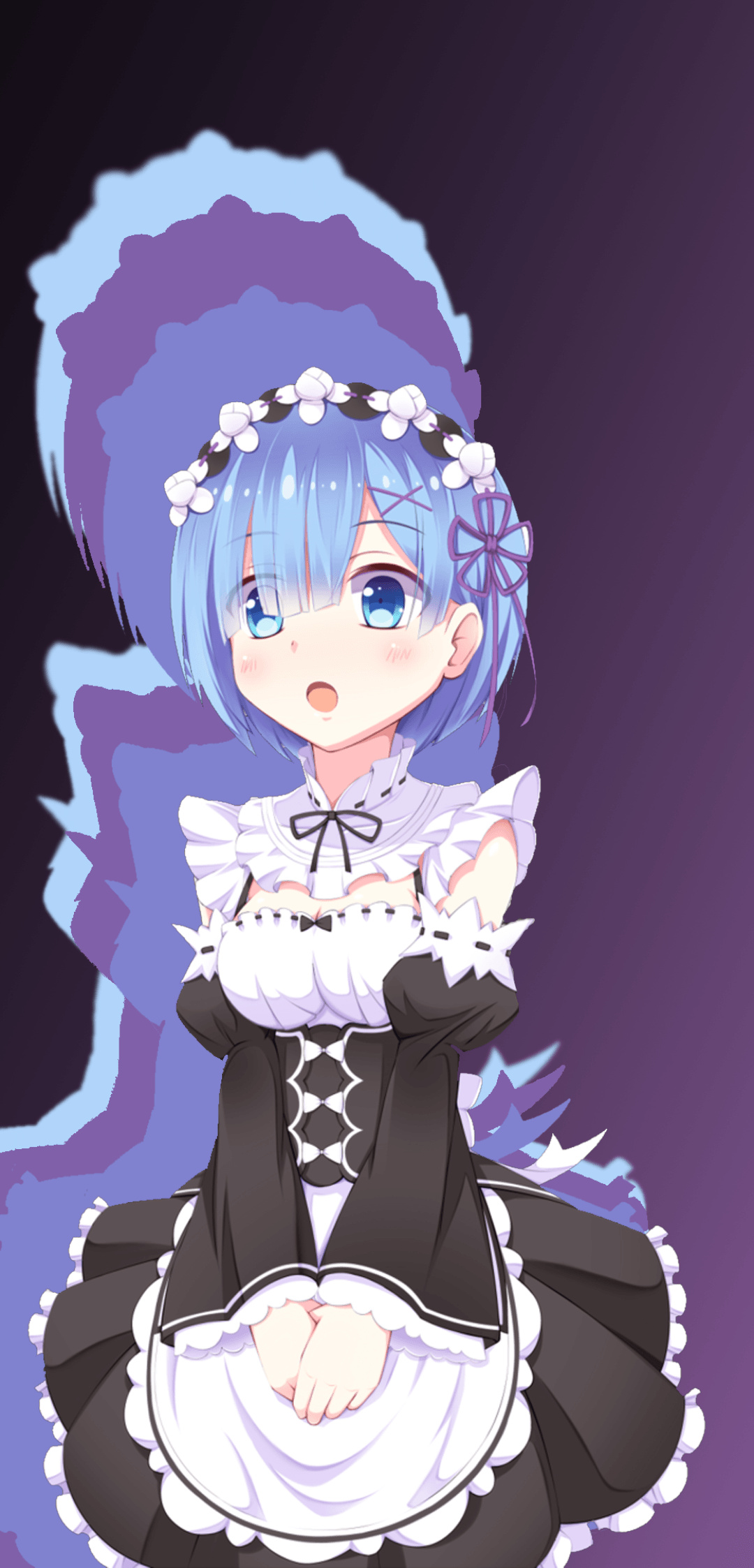 Rem from Re:Zero, Maid uniform, Floral hair accessory, HD Phone wallpaper