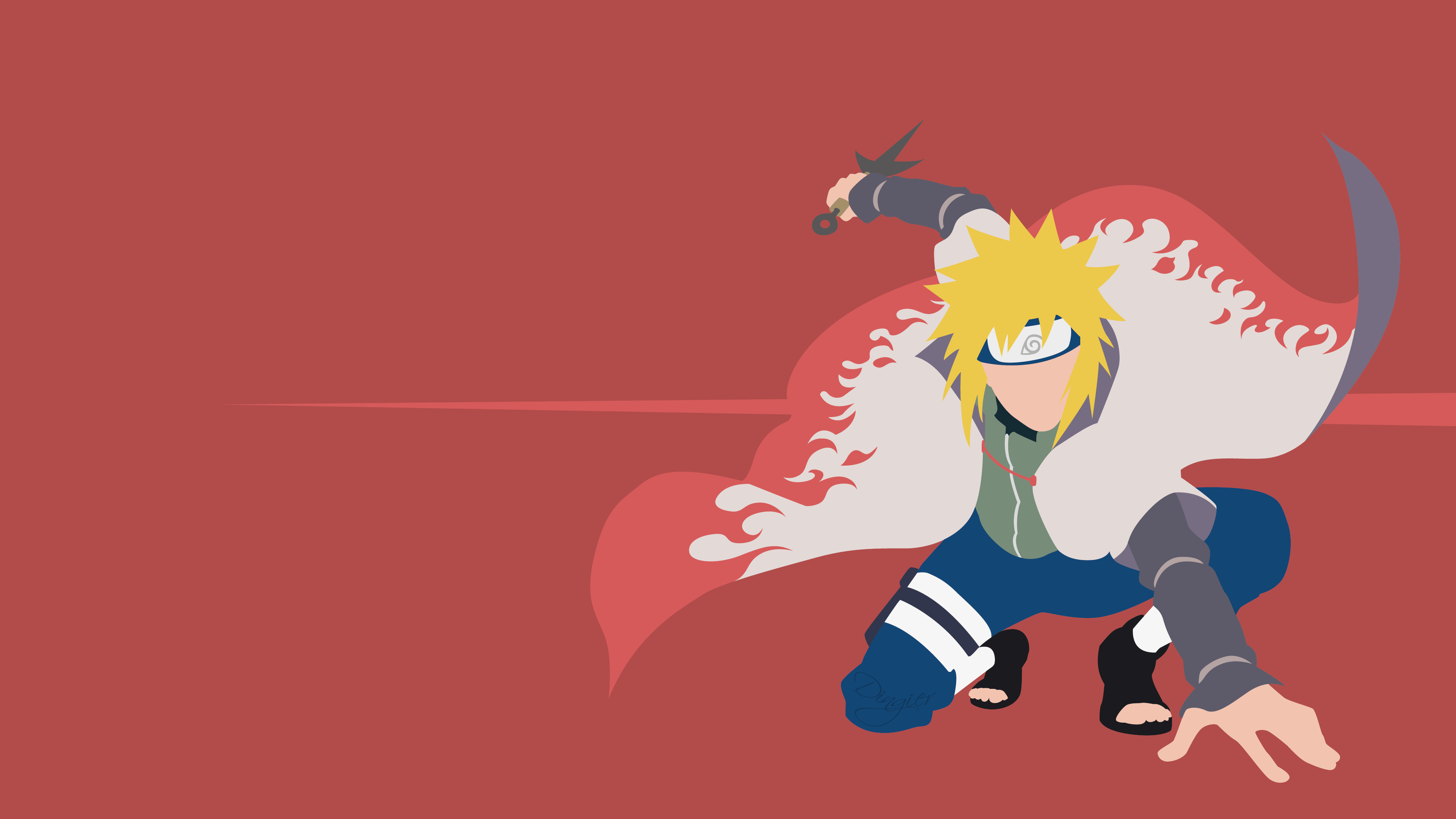 Minato Namikaze, Fourth Hokage cloak, Flying Thunder God kunai, 4K Desktop wallpaper