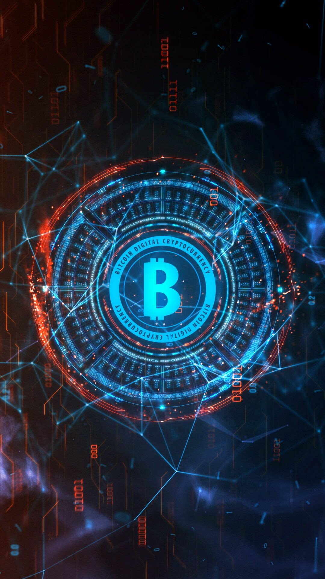 Bitcoin background, Technological wallpaper, Interactive motion, Live visuals, 1080x1920 Full HD Phone