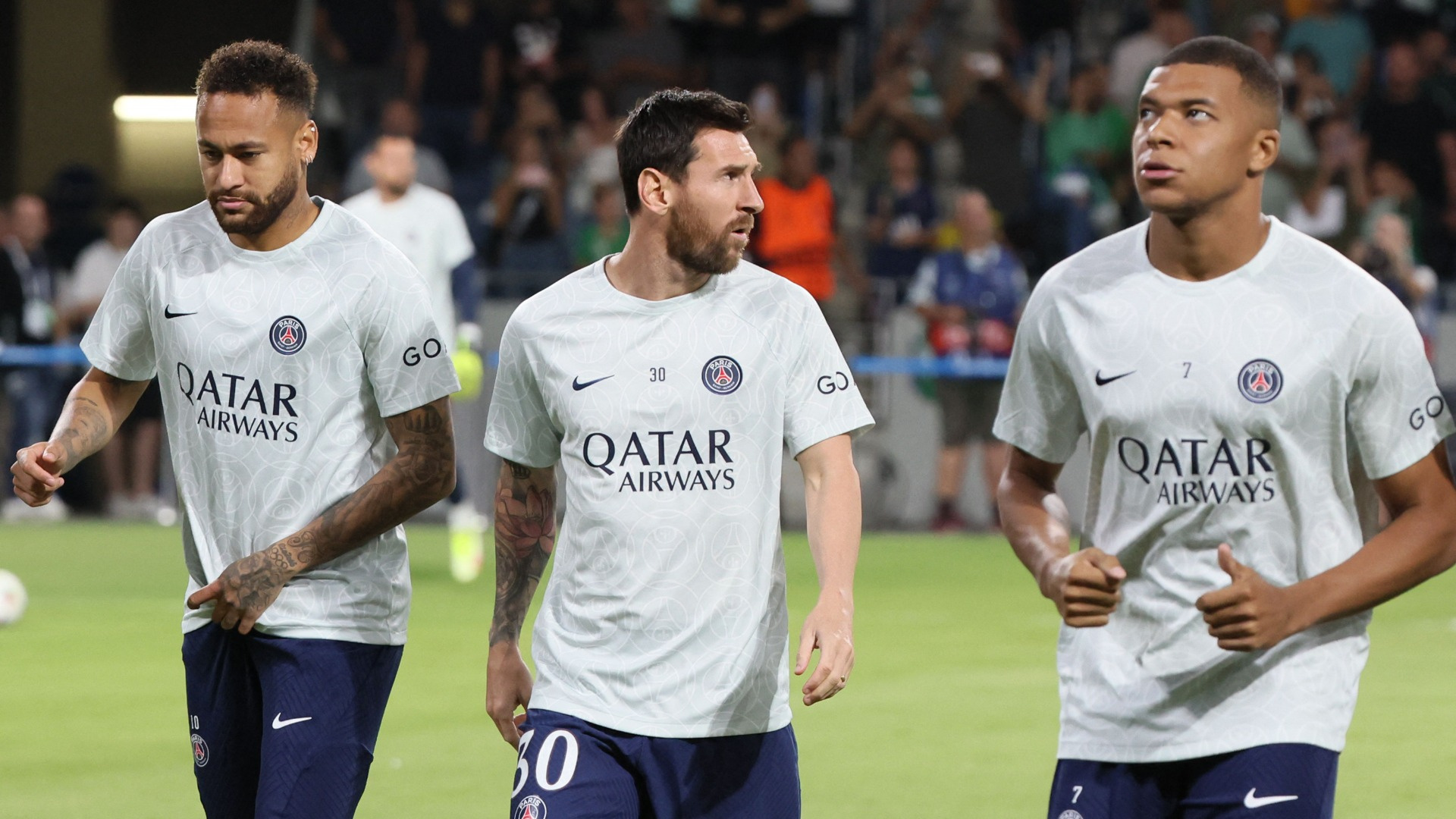 Lionel Messi, Neymar Jr, Kylian Mbappe, Paris Saint-Germain jersey, Full HD Desktop wallpaper