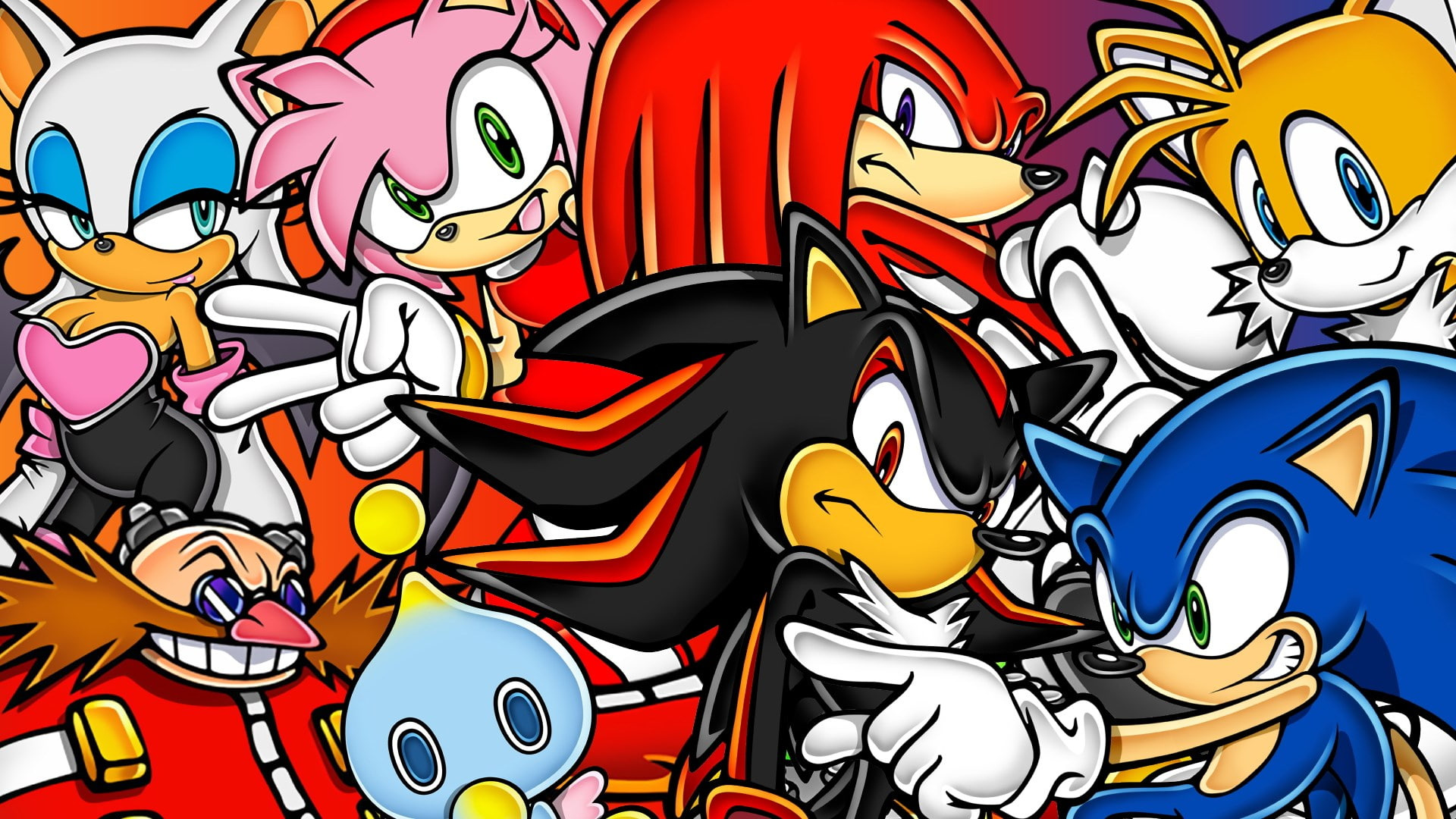 Shadow the Hedgehog, Sonic the Hedgehog, Rouge the Bat, Knuckles the Echidna, Doctor Eggman, Full HD Desktop wallpaper