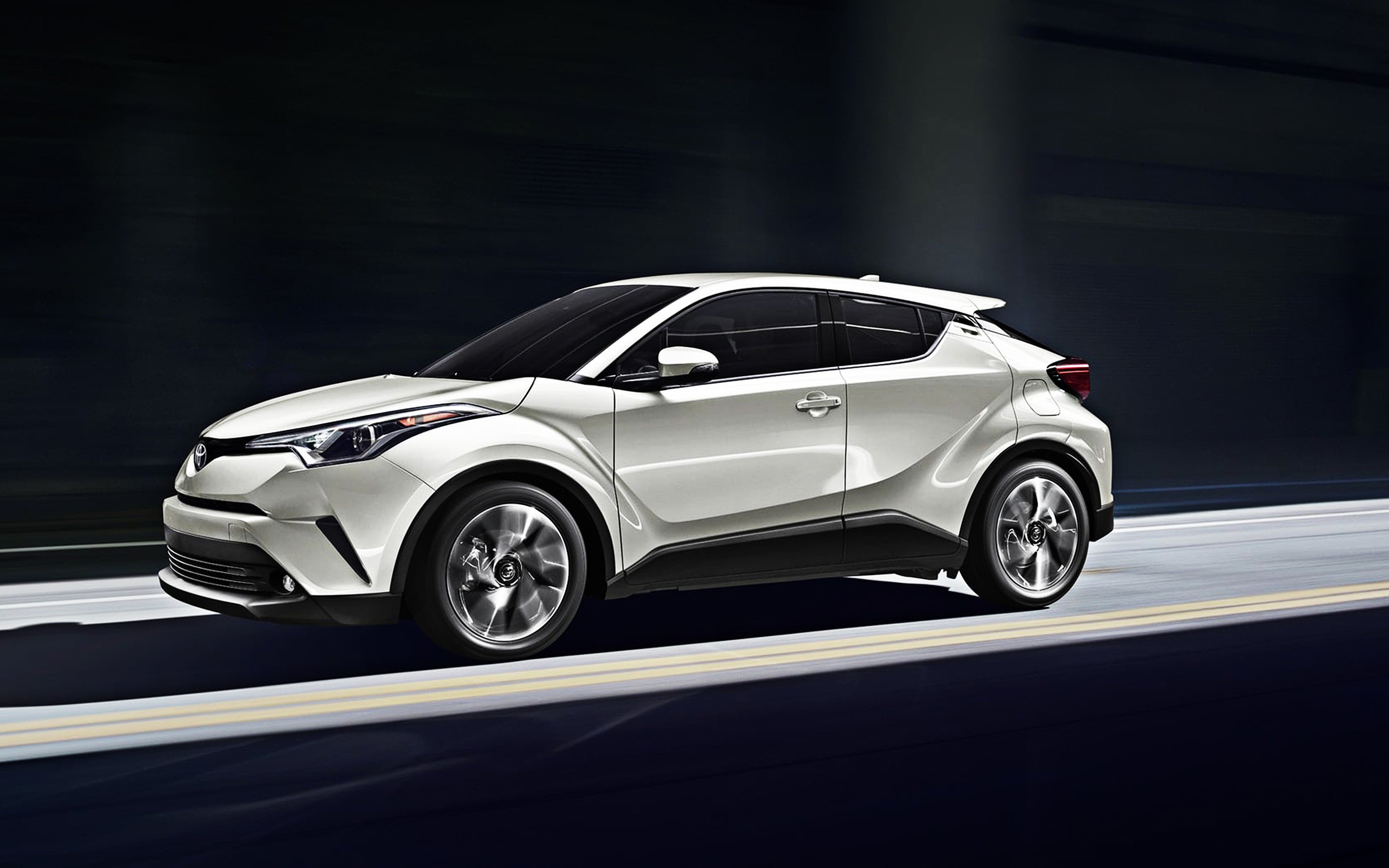 Toyota C-HR, 2019 exterior compact crossover, New white c hr, 2880x1800 HD Desktop