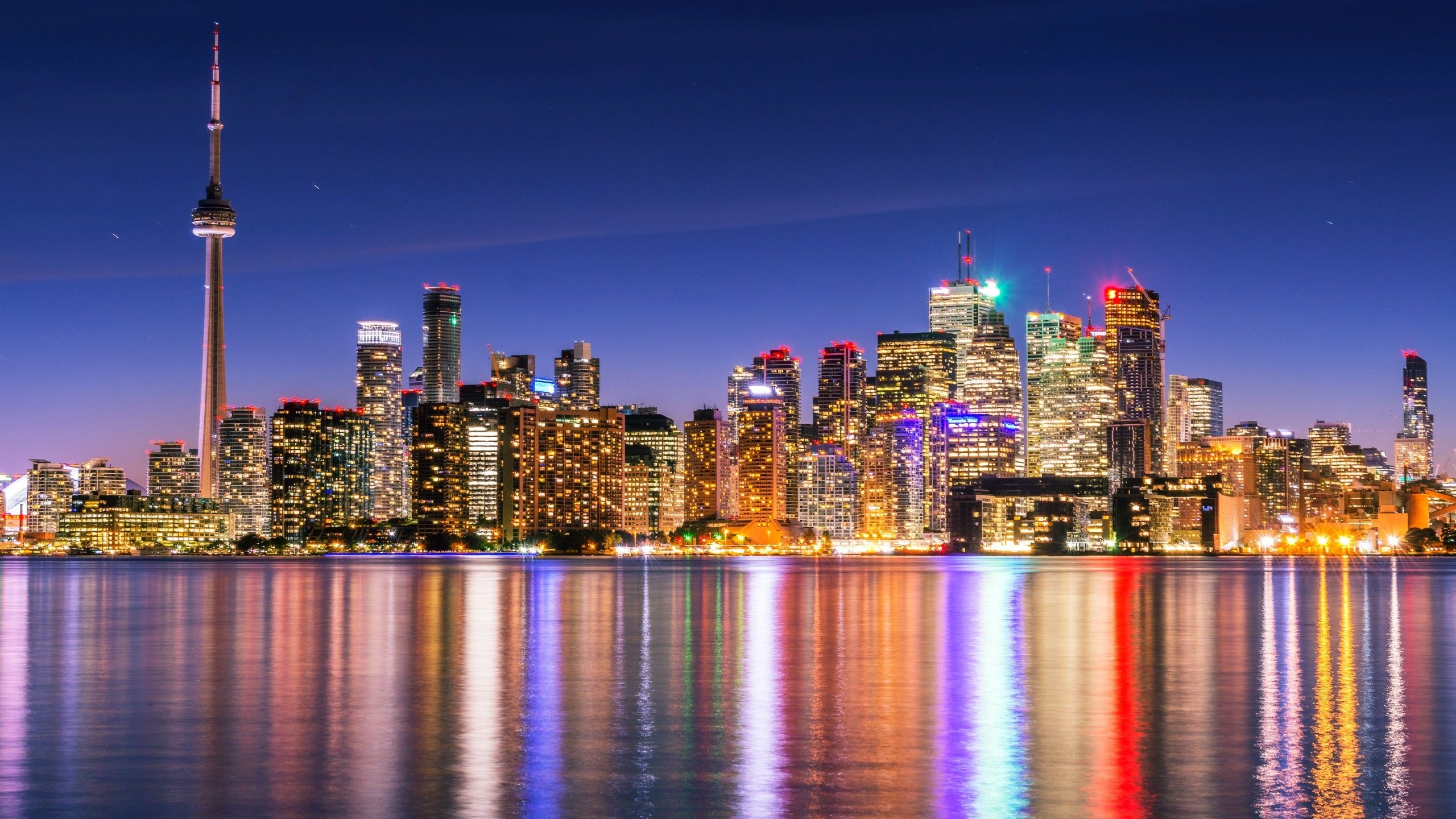 Toronto skyline, Travels, Night, 4k wallpapers, 2560x1440 HD Desktop