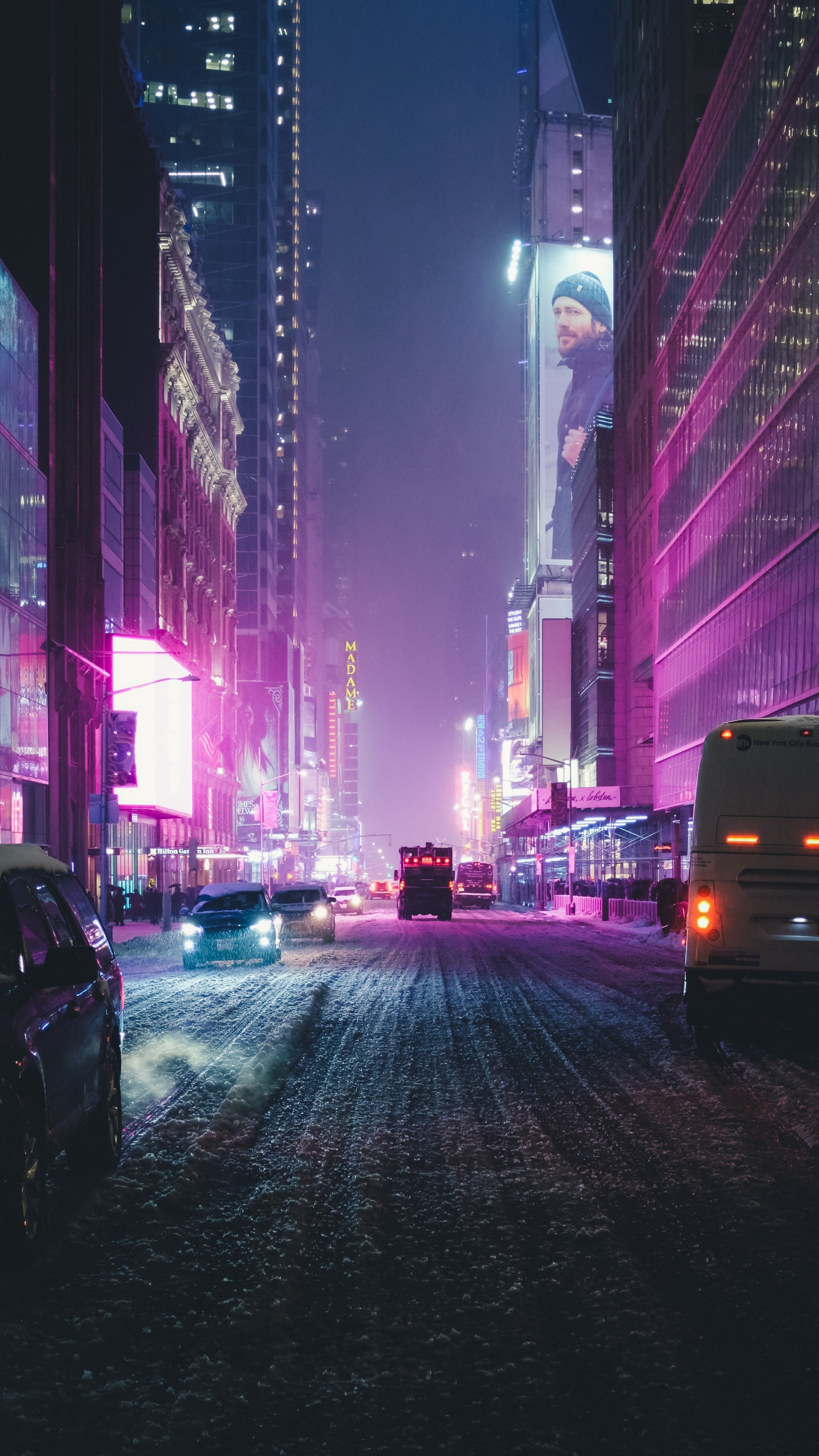 New York Streets, Night cityscape, Skyscrapers, Xperia Z5 Premium wallpaper, 2160x3840 4K Phone
