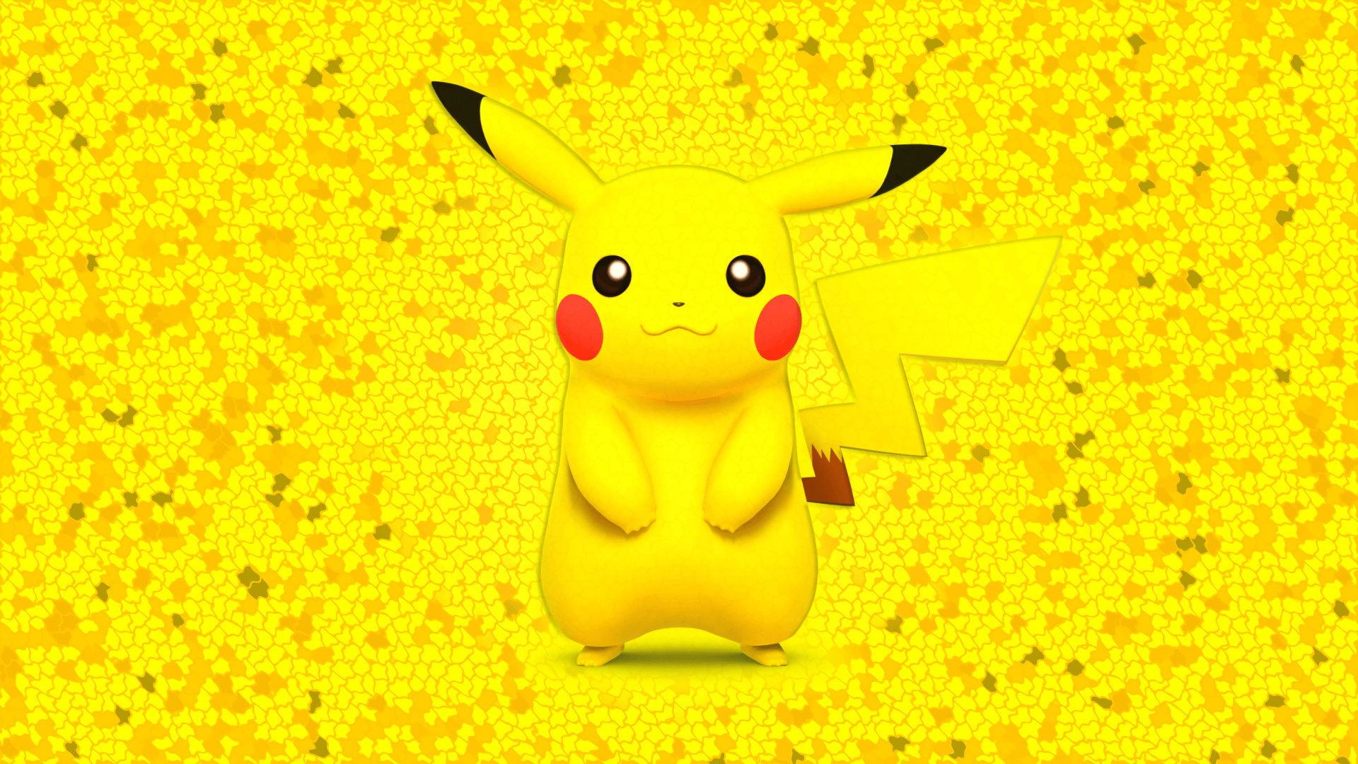 Pikachu, lightning bolt tail, yellow textured pattern, Full HD Desktop wallpaper