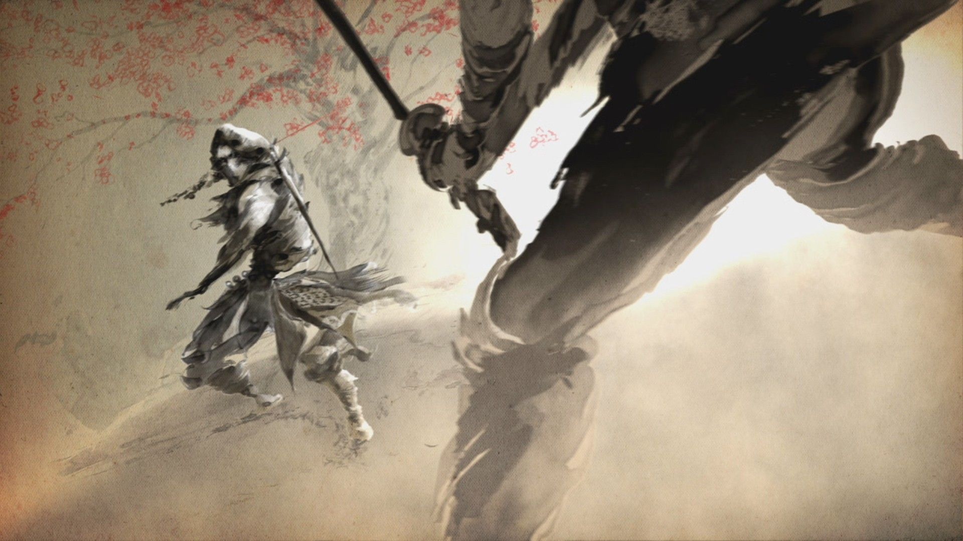 Assassin's Creed Chronicles: China, Shao Jun, Sumi-e ink wash brushwork, Full HD Desktop wallpaper