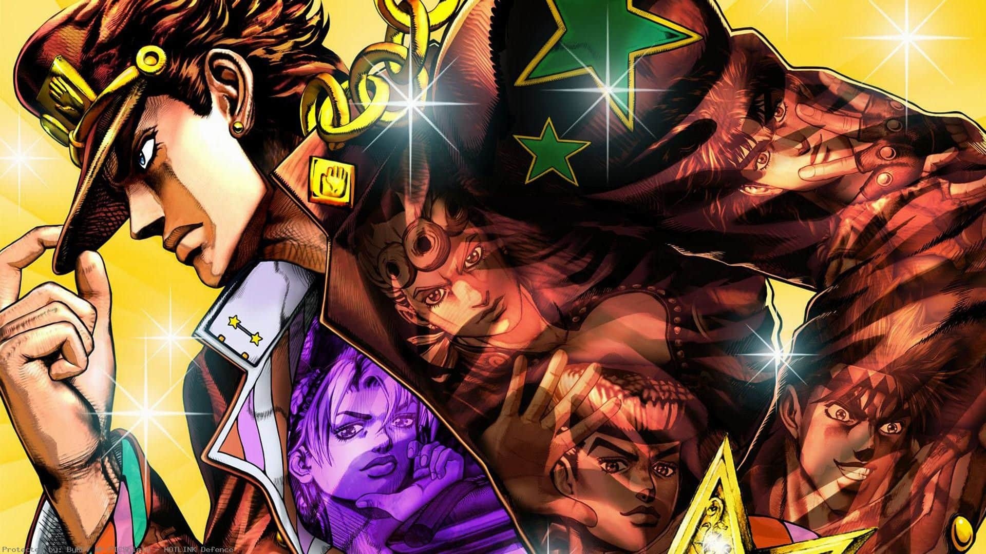 Jotaro Kujo, Giorno Giovanna, Jolyne Cujoh, Josuke Higashikata, Jonathan Joestar, Full HD Desktop wallpaper
