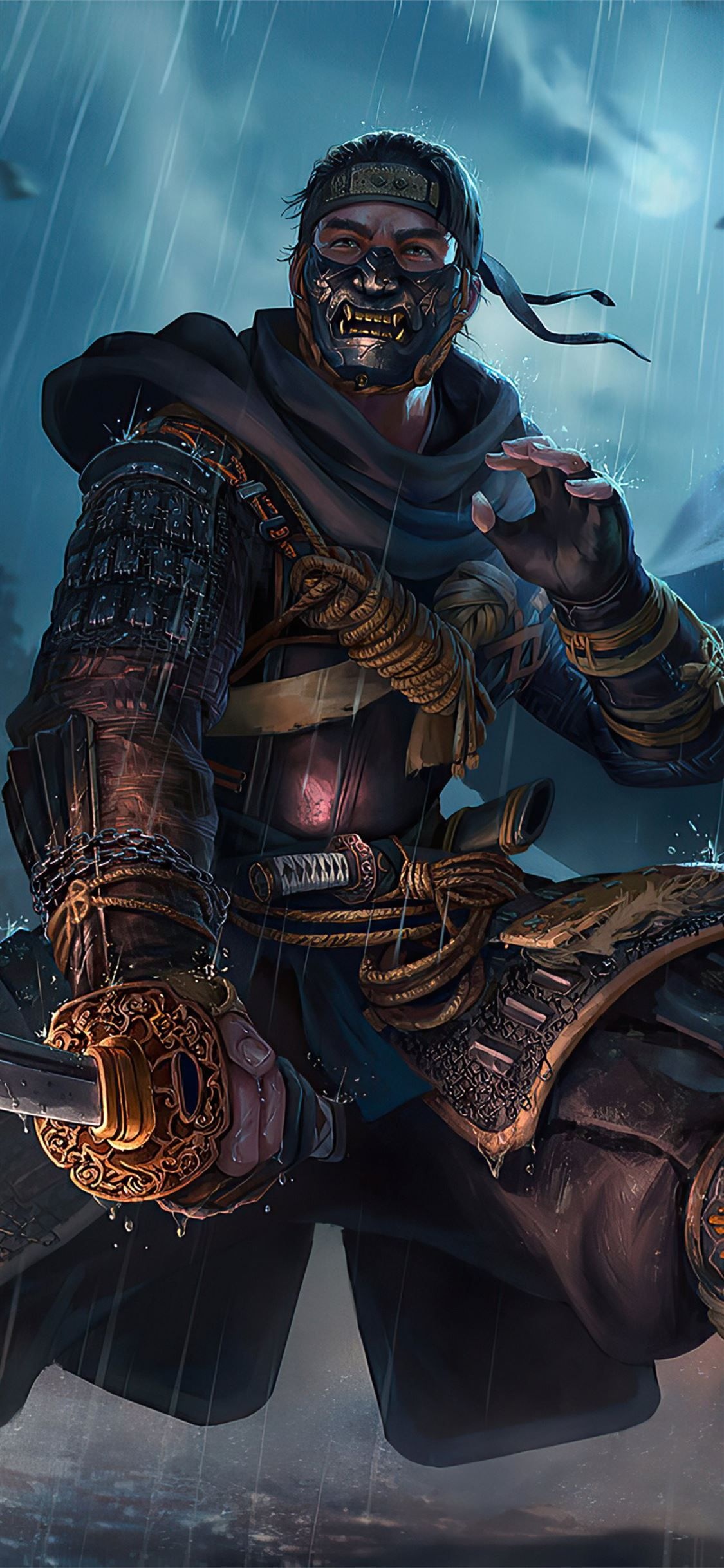 Jin Sakai, Ghost of Tsushima armor, Katana with ornate tsuba, HD Phone wallpaper
