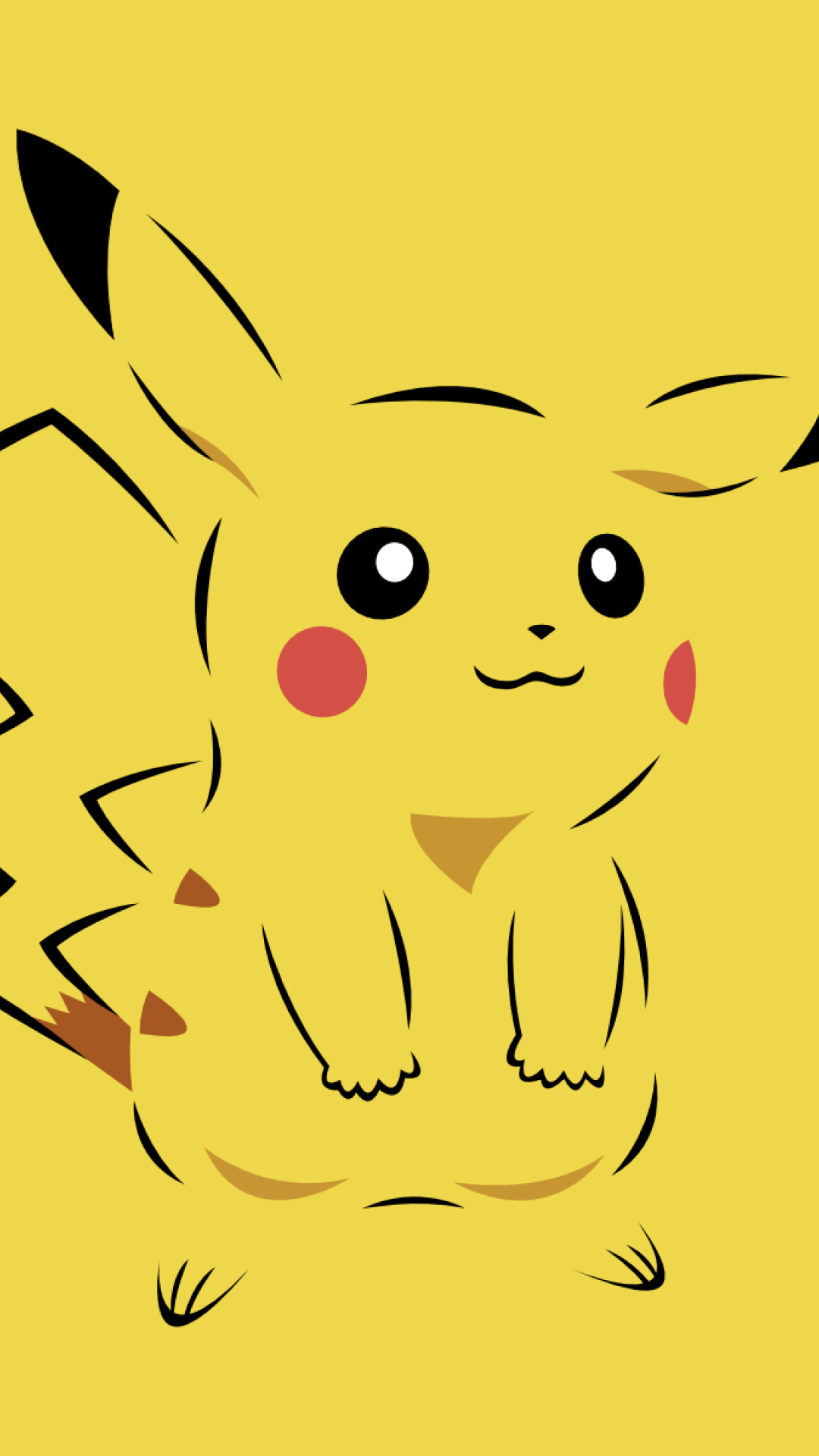 Pikachu, minimalist Pokemon line art, bright yellow color scheme, Full HD Phone wallpaper