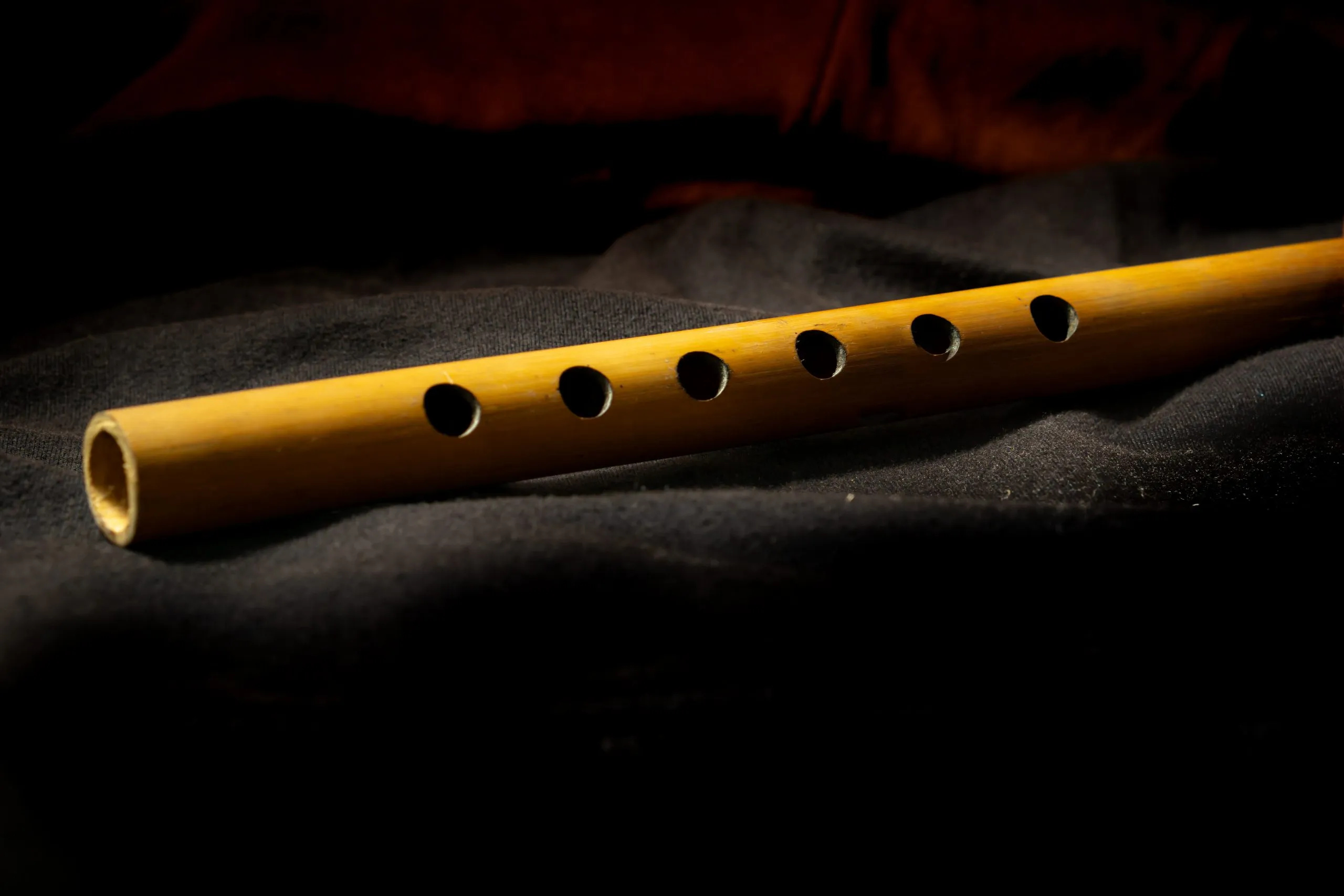 Bamboo flute on black, Striking image, Melodious notes, Musical enchantment, 2560x1710 HD Desktop
