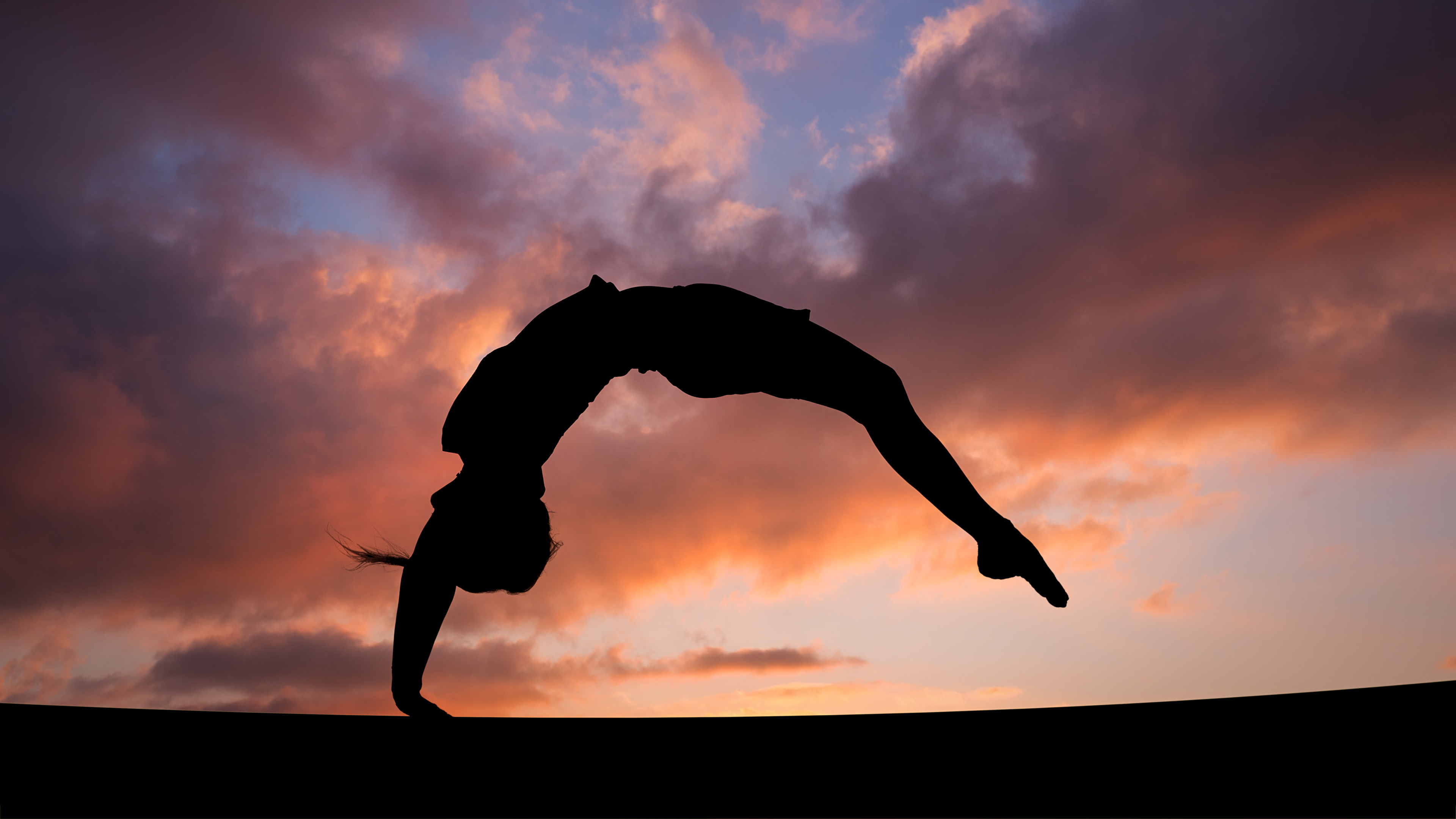 Gymnastics sunset wallpapers, Stunning scenery, Serene beauty, Acrobatic sports, 3840x2160 4K Desktop