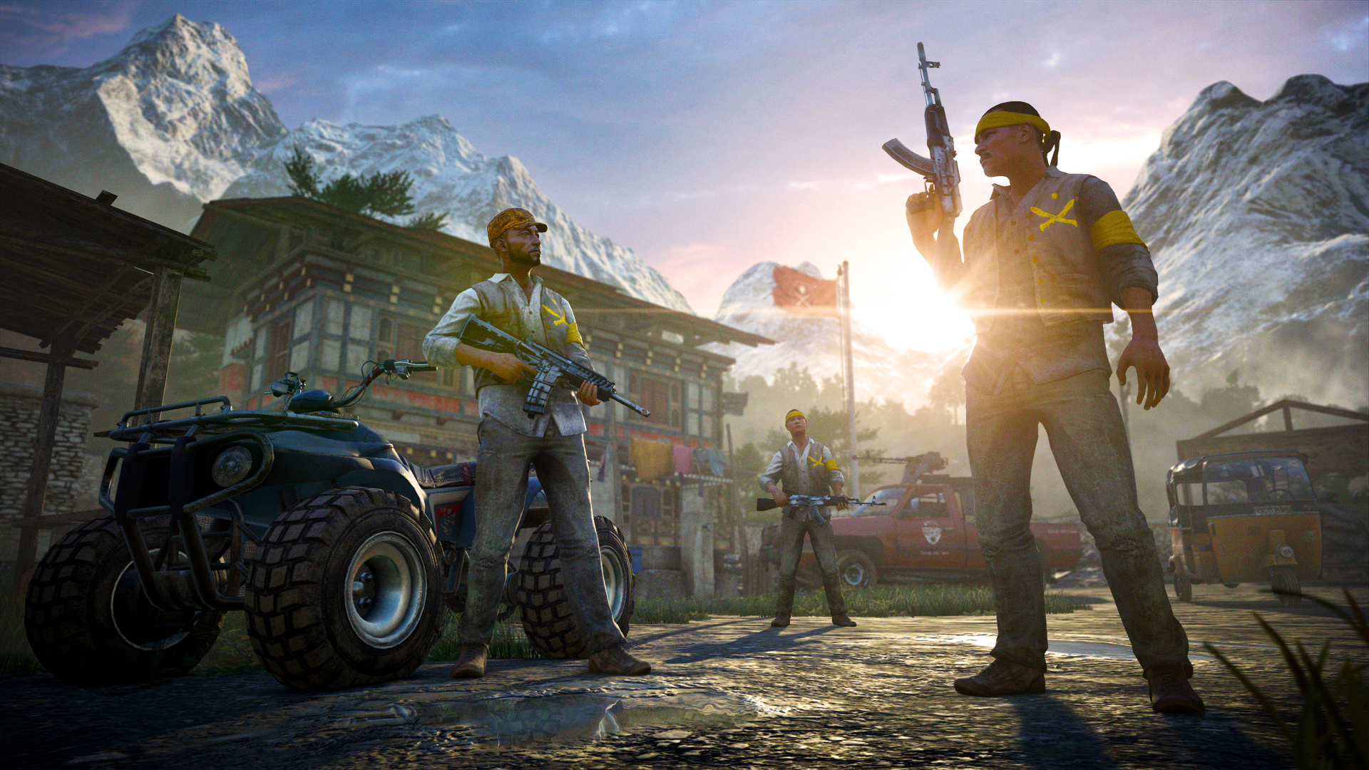 Golden Path rebels, Kyrat mountain village, All-terrain quad bike, Full HD Desktop wallpaper