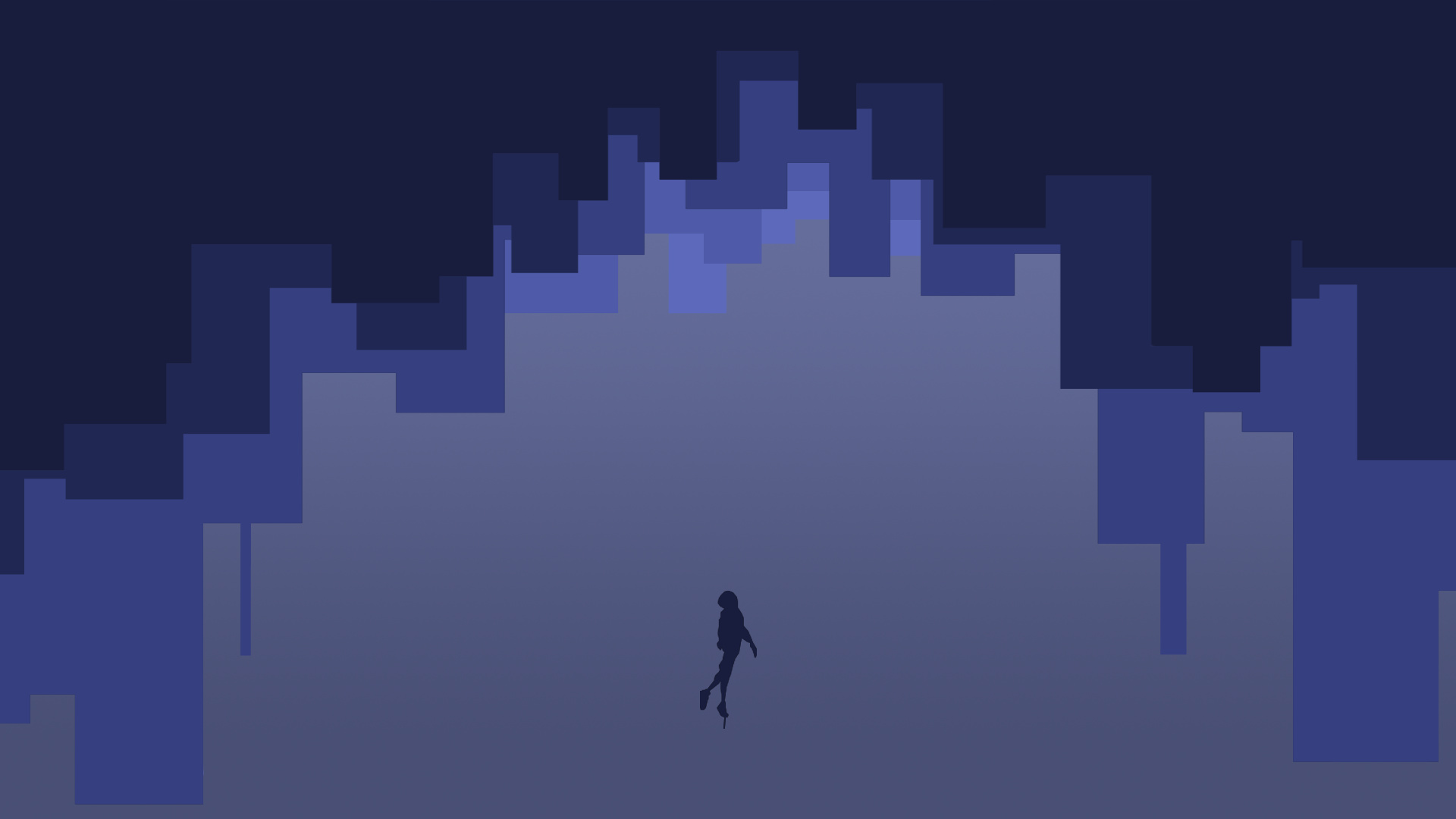 Miles Morales leap of faith, Spider-Man Into the Spider-Verse, minimalist blue geometric skyline, Full HD Desktop wallpaper