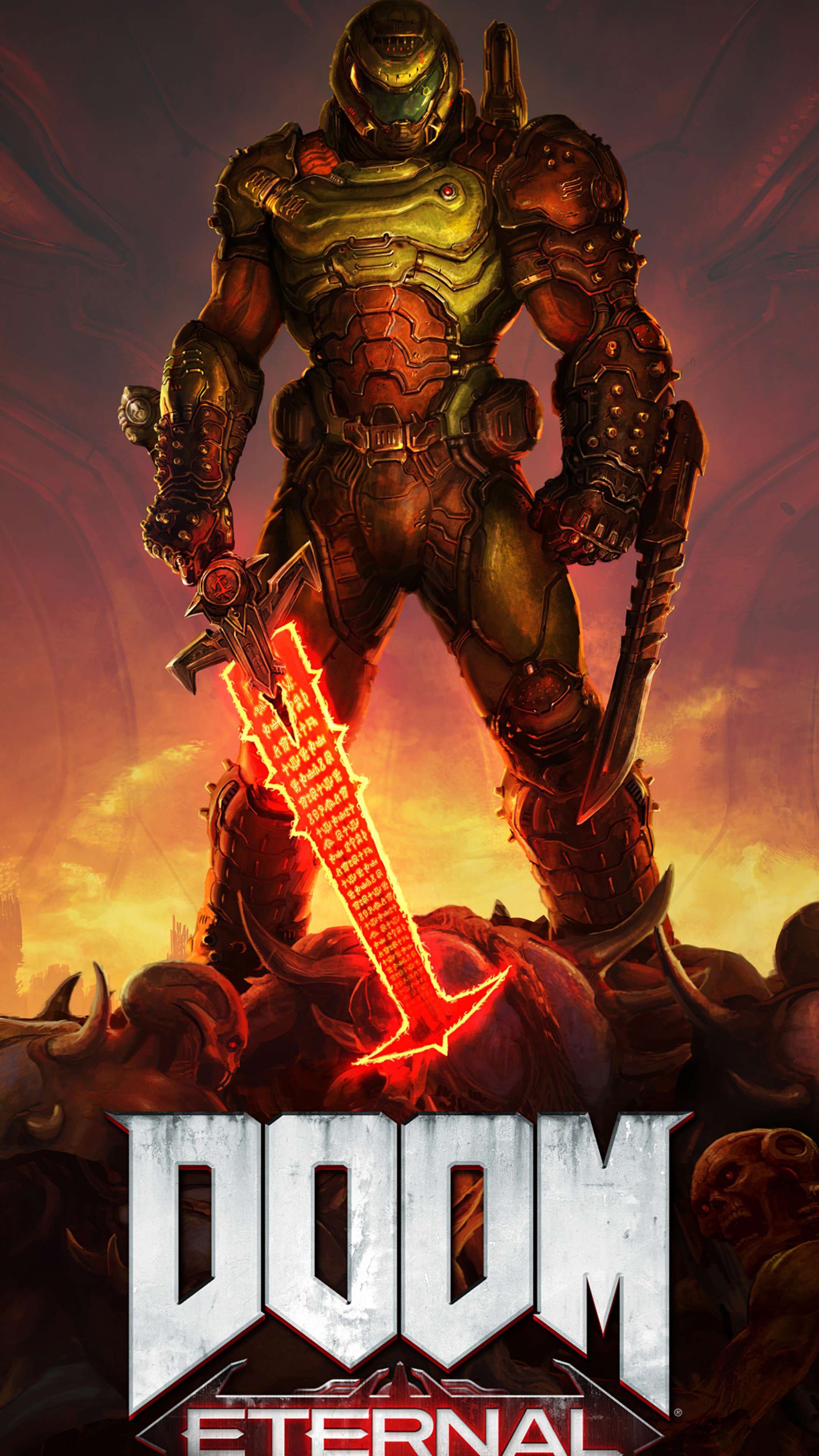 Doom Slayer, Crucible blade, DOOM ETERNAL, 4K Phone wallpaper