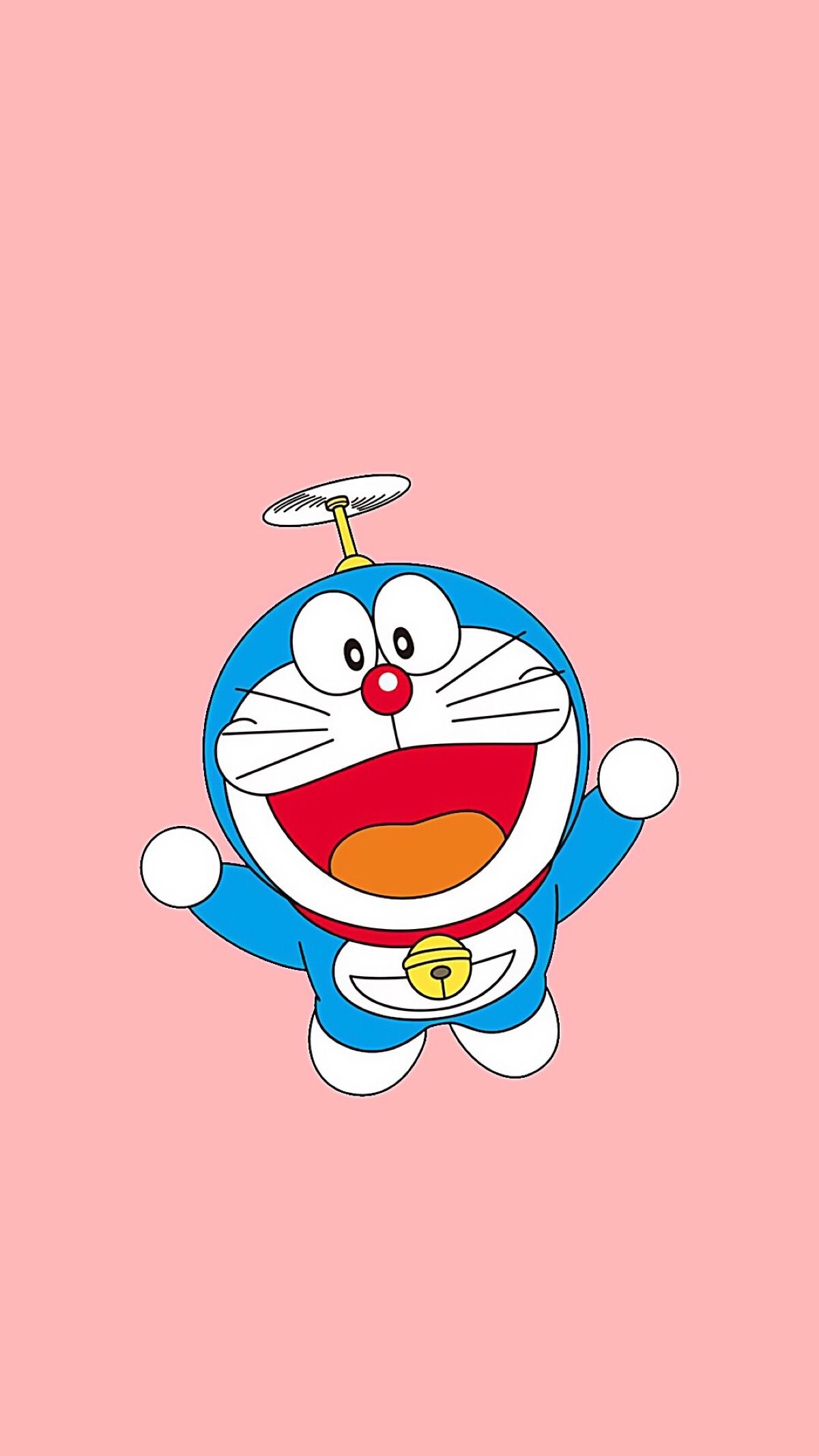 Doraemon, Bamboo-copter, solid pink backdrop, HD Phone wallpaper