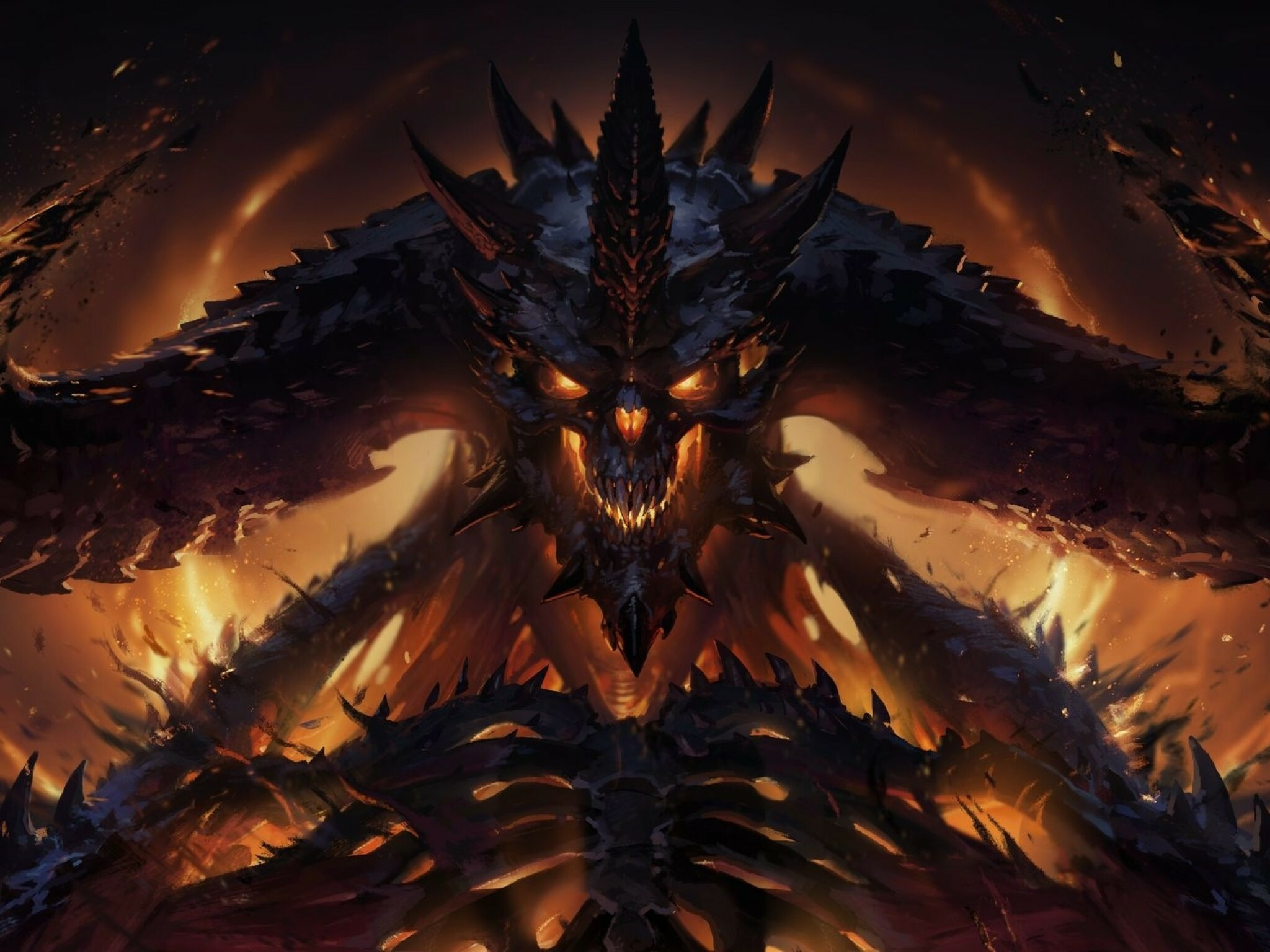 Diablo III dragon flames, Gaming artistry, Ainol Novo 9 Spark, Mobile wallpaper magic, 2050x1540 HD Desktop