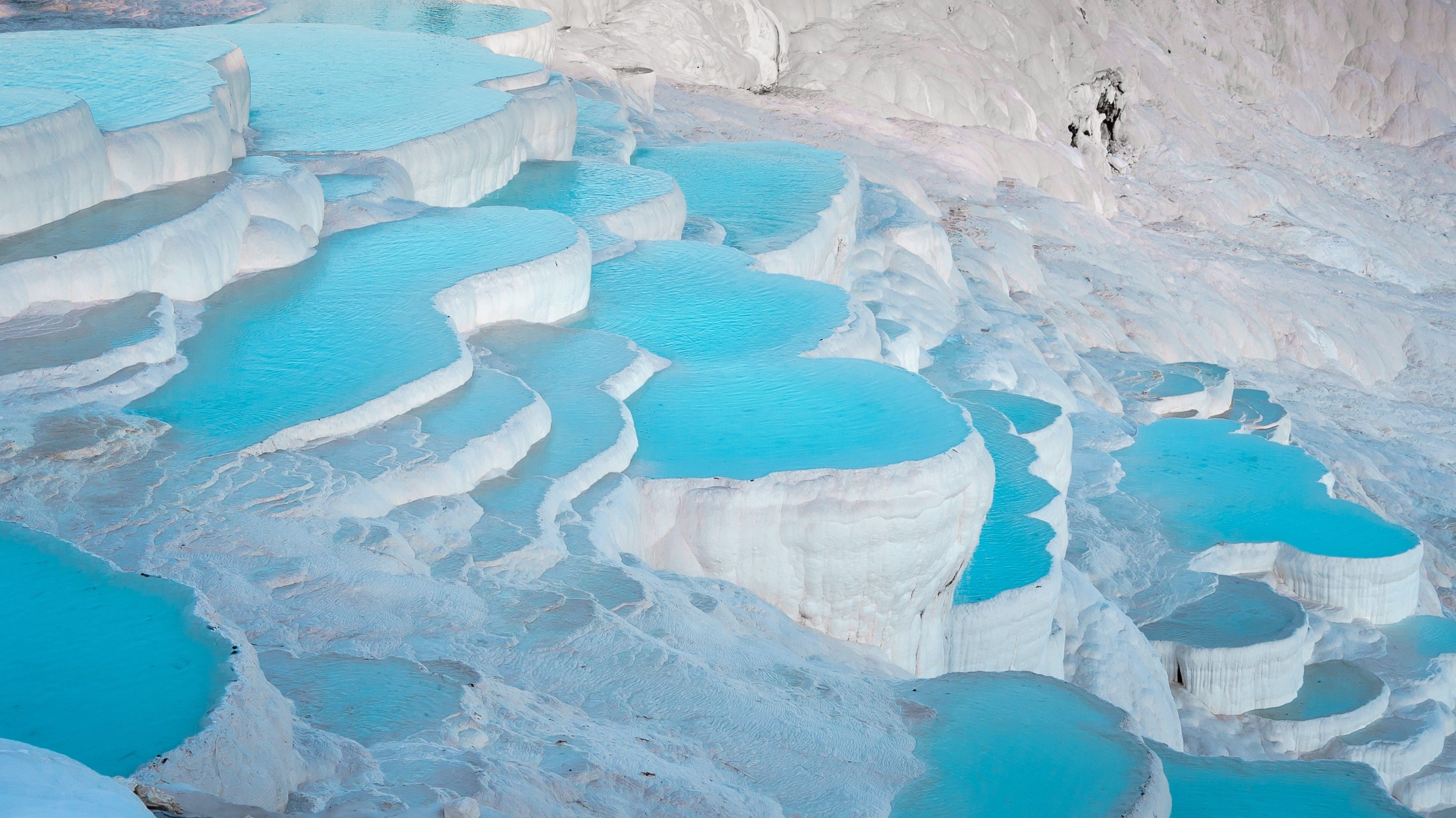 Pamukkale, Natural wonder, Terraced pools, Mineral-rich springs, 3650x2050 HD Desktop