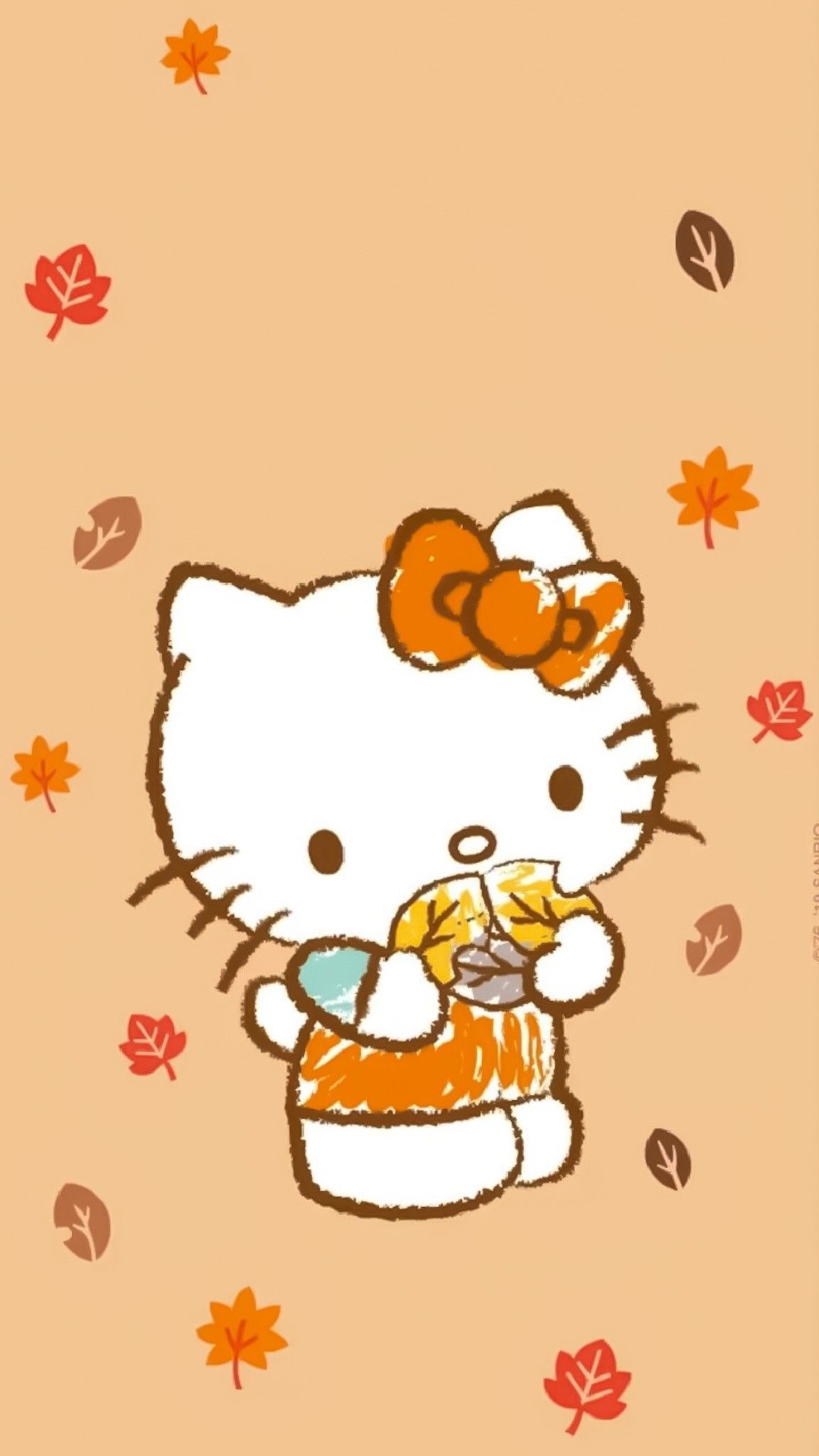 Autumn leaves, Hello Kitty Fall Wallpaper, 1160x2050 HD Phone