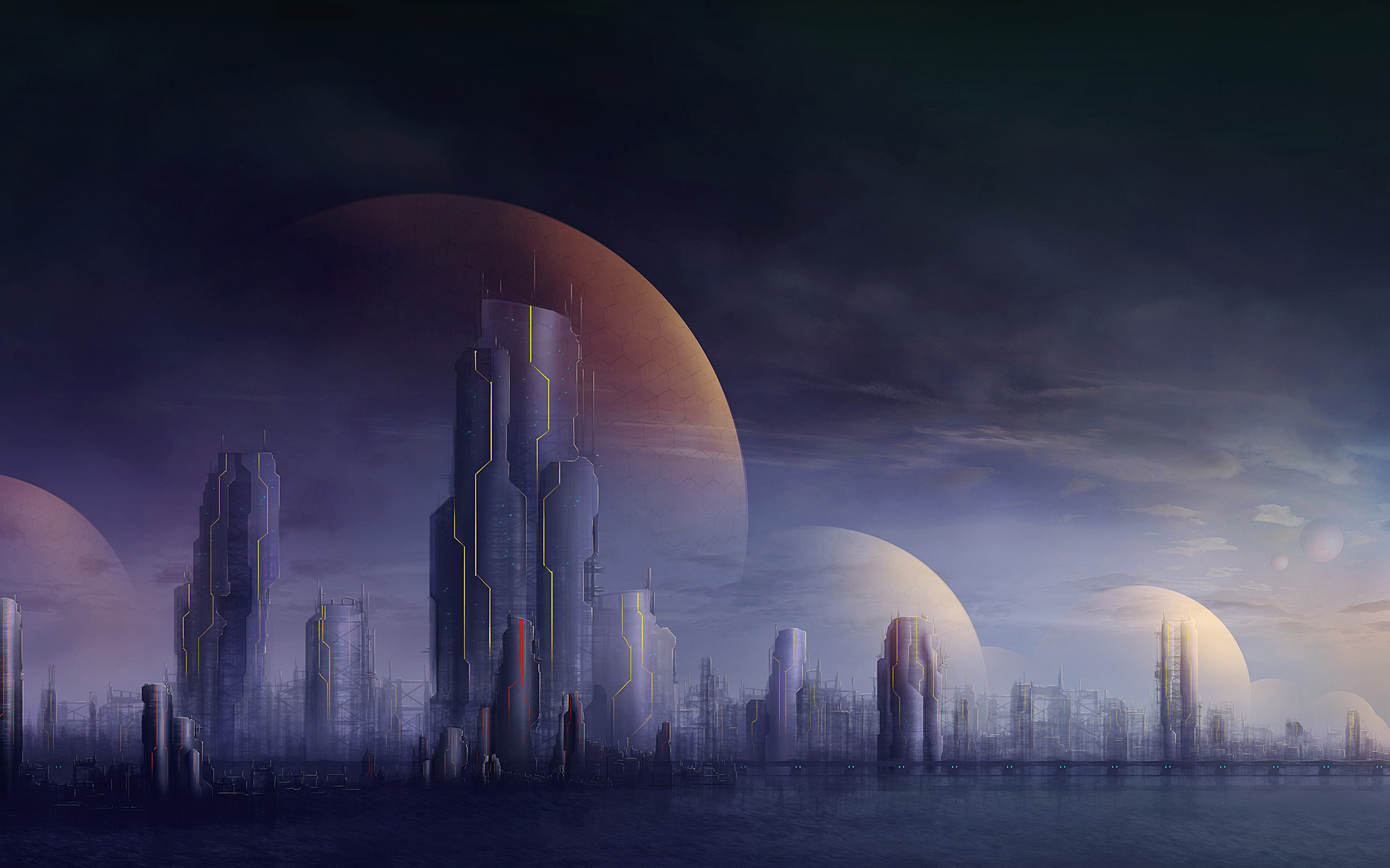 Futuristic City Skyline, Travels, Futuristic buildings, Skyscrapers, 2560x1600 HD Desktop