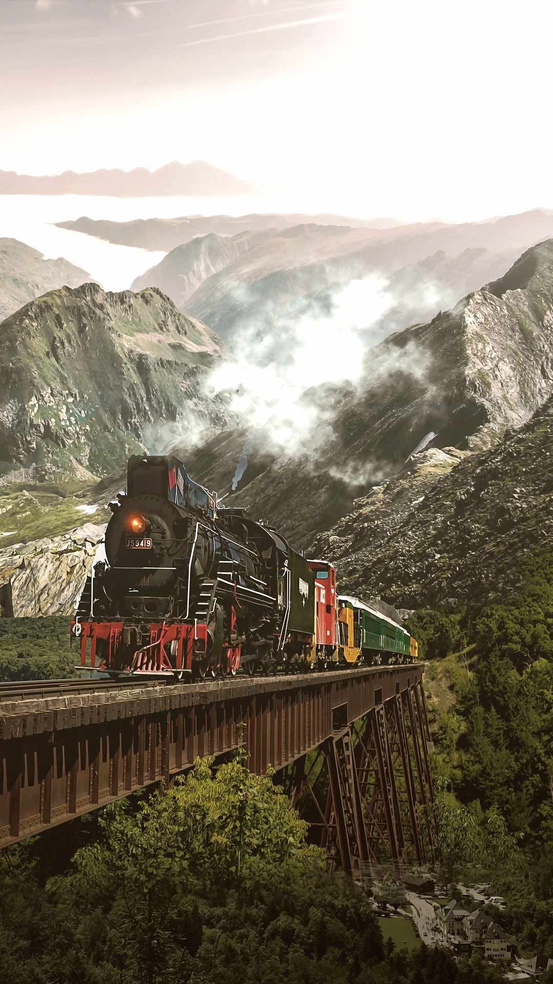 Bridge, Trains Wallpaper, 1080x1920 Full HD Phone