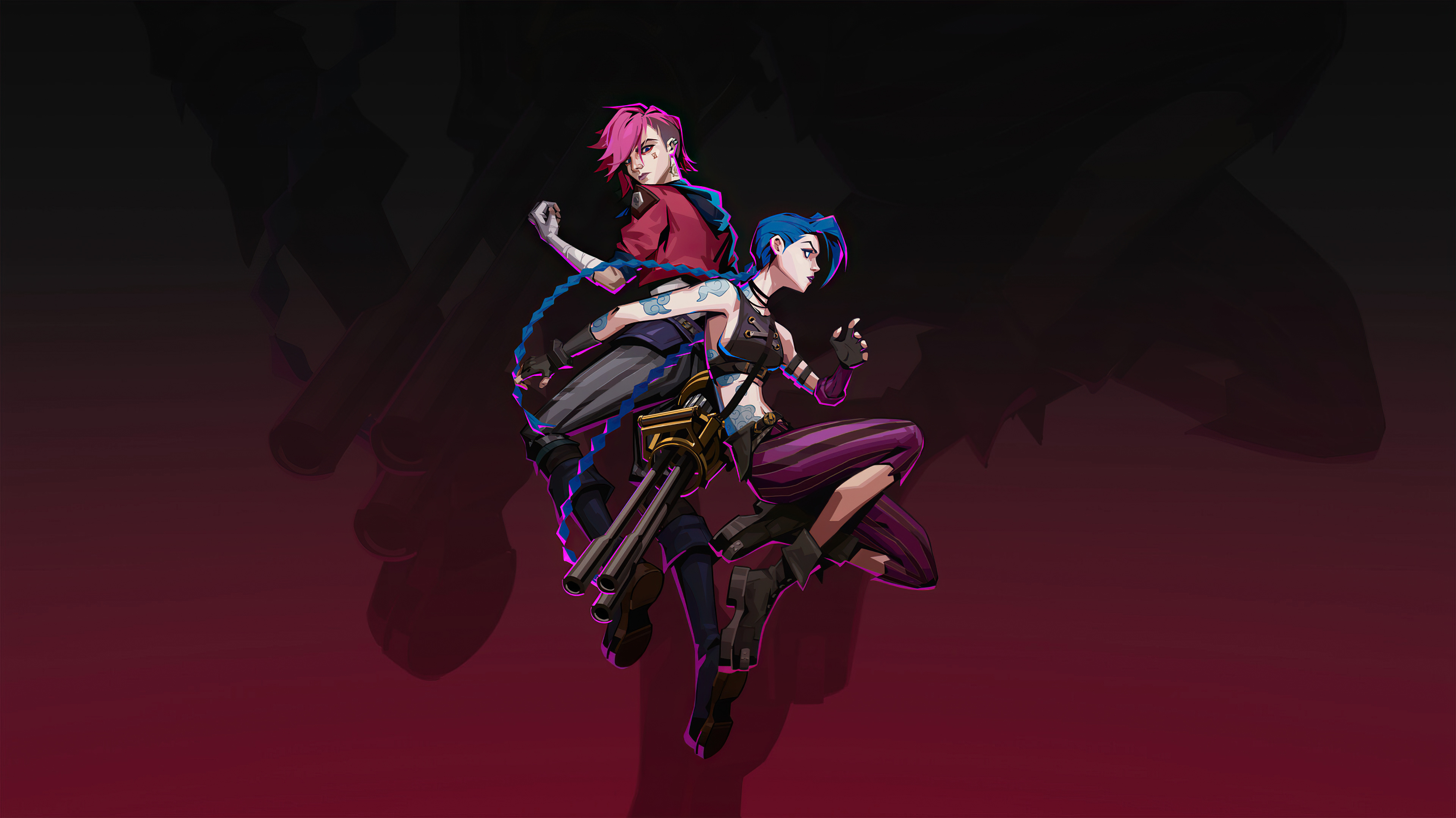 Jinx and Vi, Minimal, 4K, Games, 3840x2160 HD Desktop