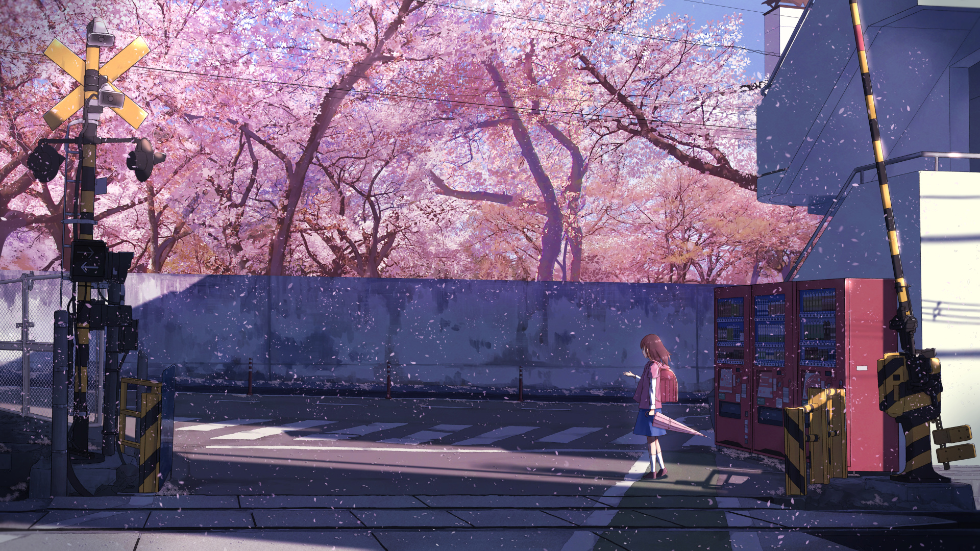 Akari Shinohara, 5 Centimeters per Second, Japanese railroad crossing, Full HD Desktop wallpaper