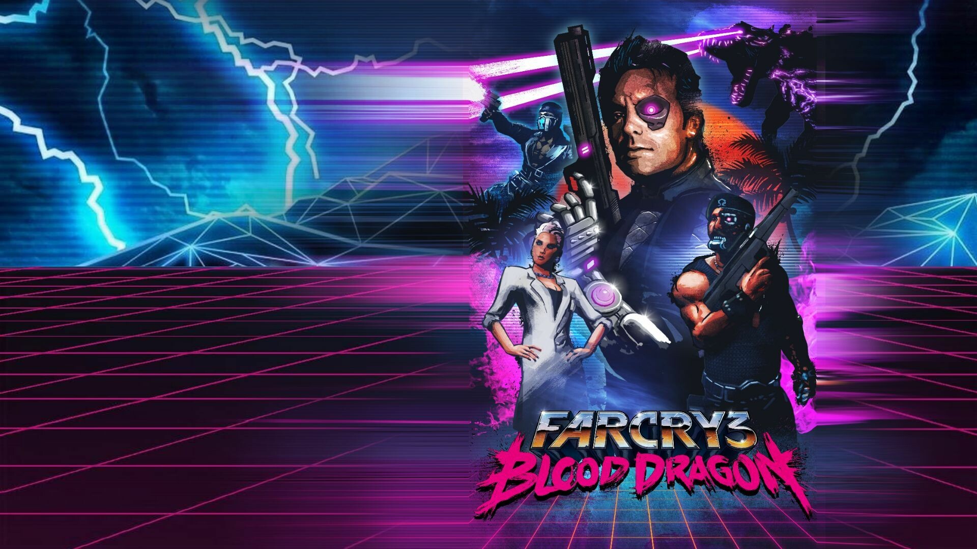 Far Cry 3 Blood Dragon, Retro vibes, Neon aesthetics, Explosive action, 1920x1080 Full HD Desktop