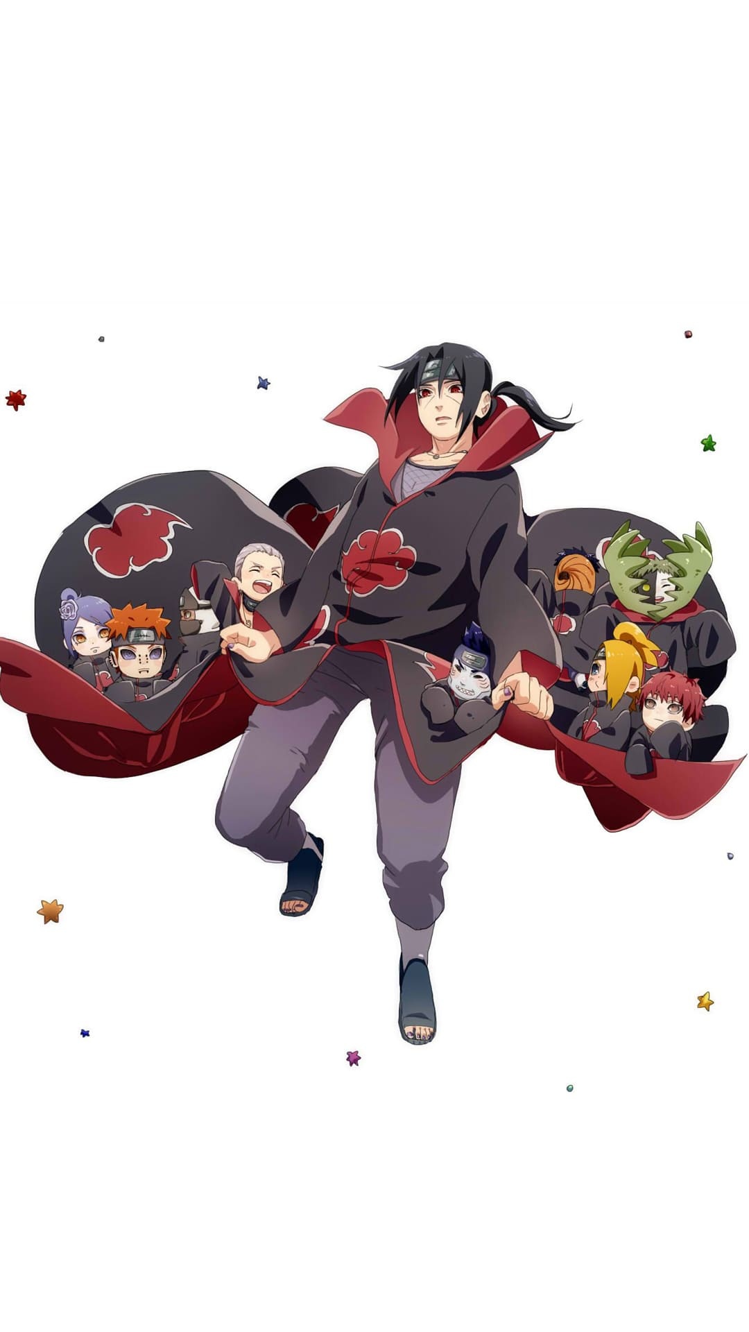 Itachi Uchiha, chibi Akatsuki members, Akatsuki cloak, Naruto Shippuden, Full HD Phone wallpaper