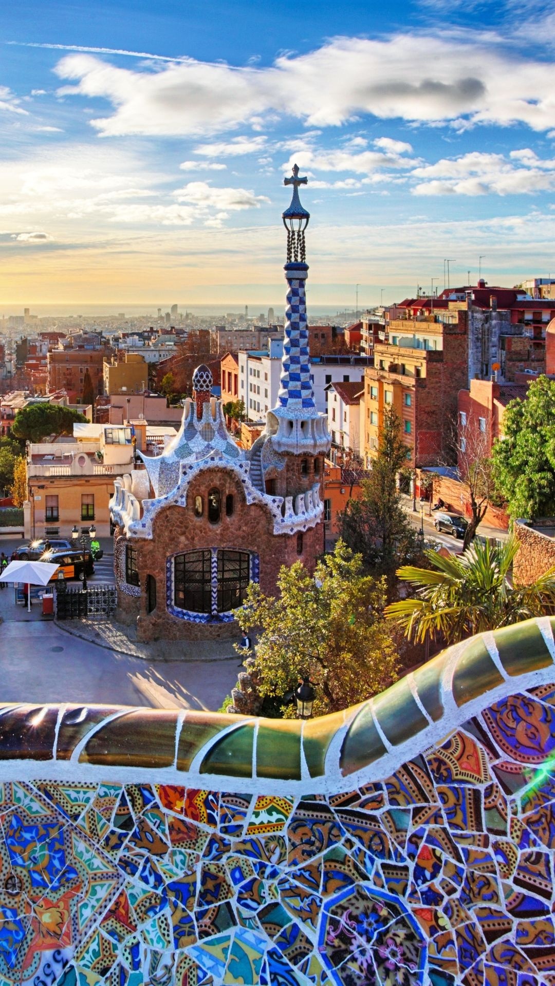 Parc Guell, Barcelona, Spain, 1080x1920 Full HD Phone