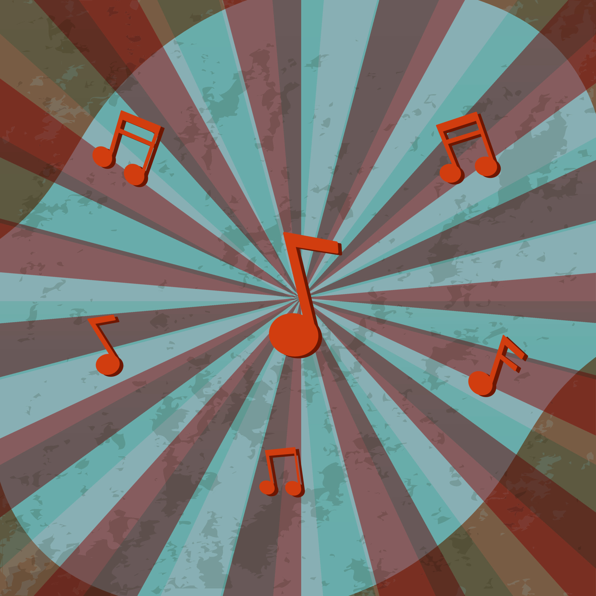 Red musical notes, Distressed sunburst pattern, Vintage grunge texture, HD Phone wallpaper