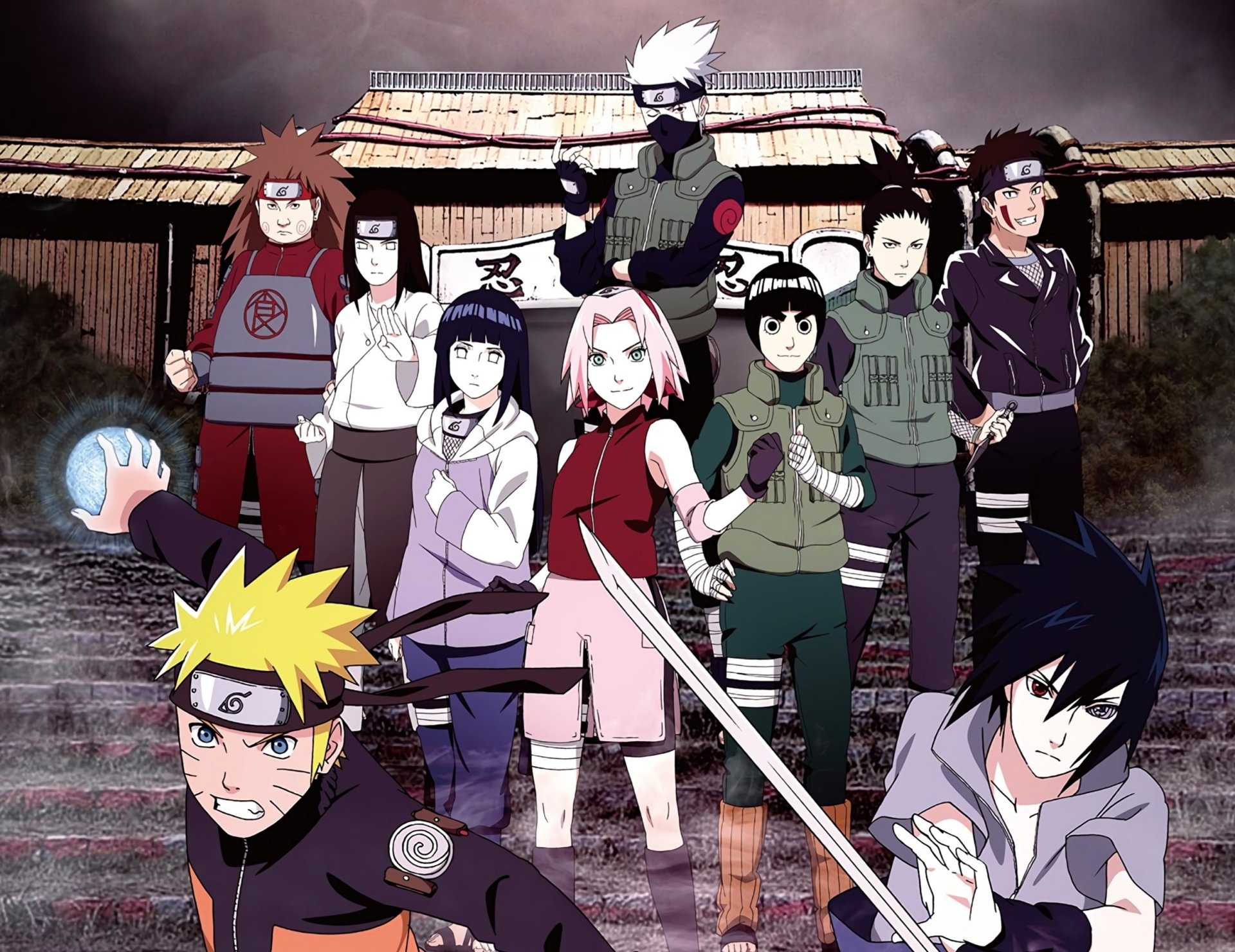 Naruto Uzumaki, Sasuke Uchiha, Sakura Haruno, Kakashi Hatake, Naruto Shippuden, HD Desktop wallpaper