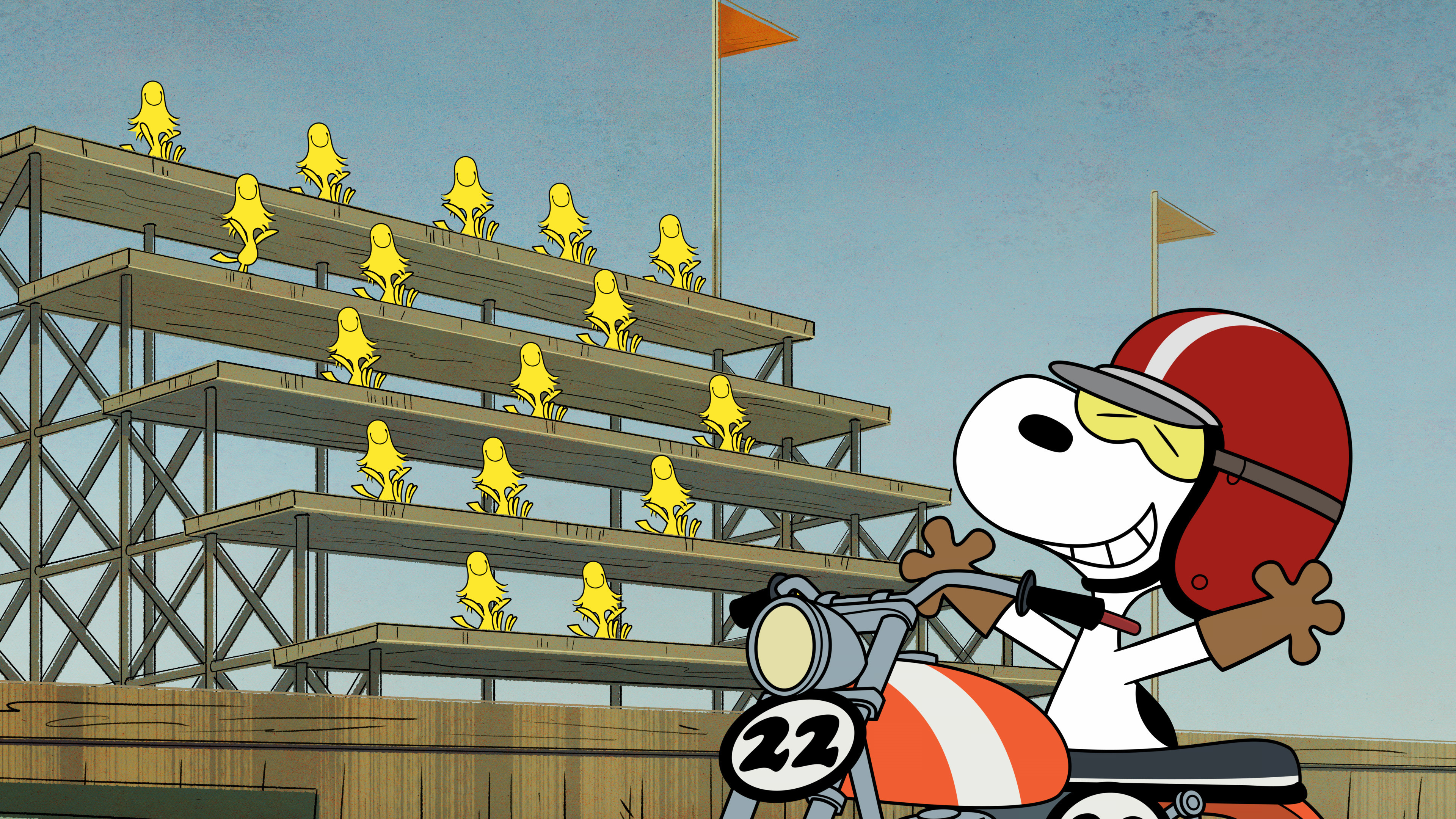 Snoopy, Woodstock, Motocross dirt bike, 4K Desktop wallpaper