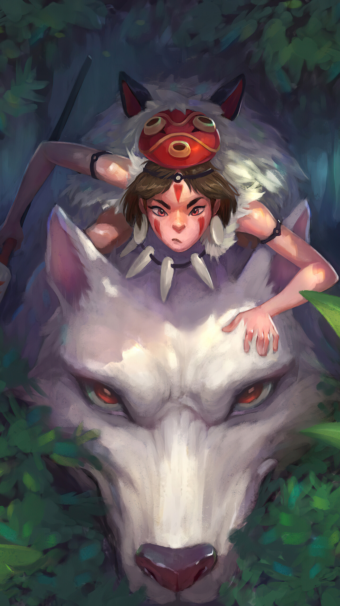 Princess and Moro, Princess Mononoke Wallpaper, 1440x2560 HD Phone