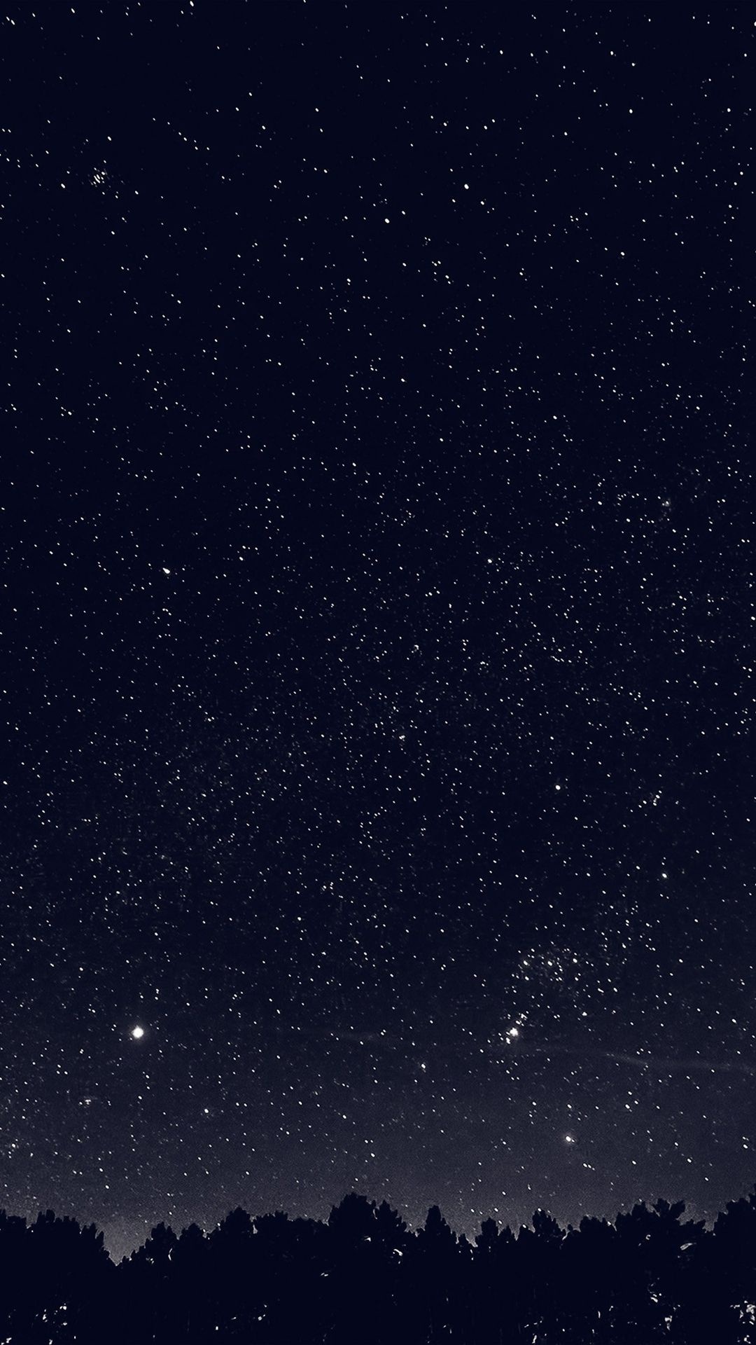 starry night sky, pine treeline silhouette, open star cluster, Full HD Phone wallpaper