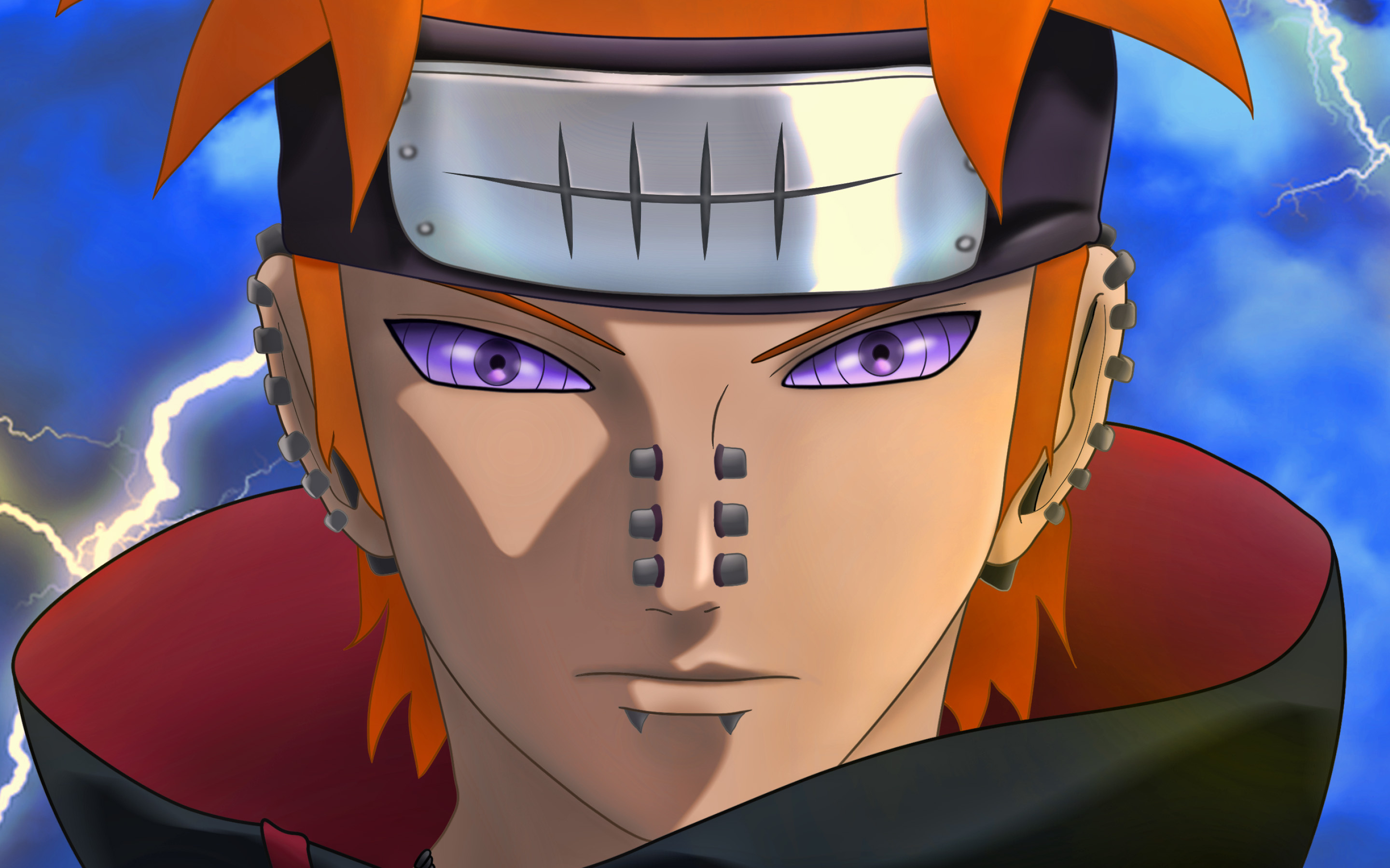 Deva Path Pain, Rinnegan eyes, slashed Amegakure headband, HD Desktop wallpaper